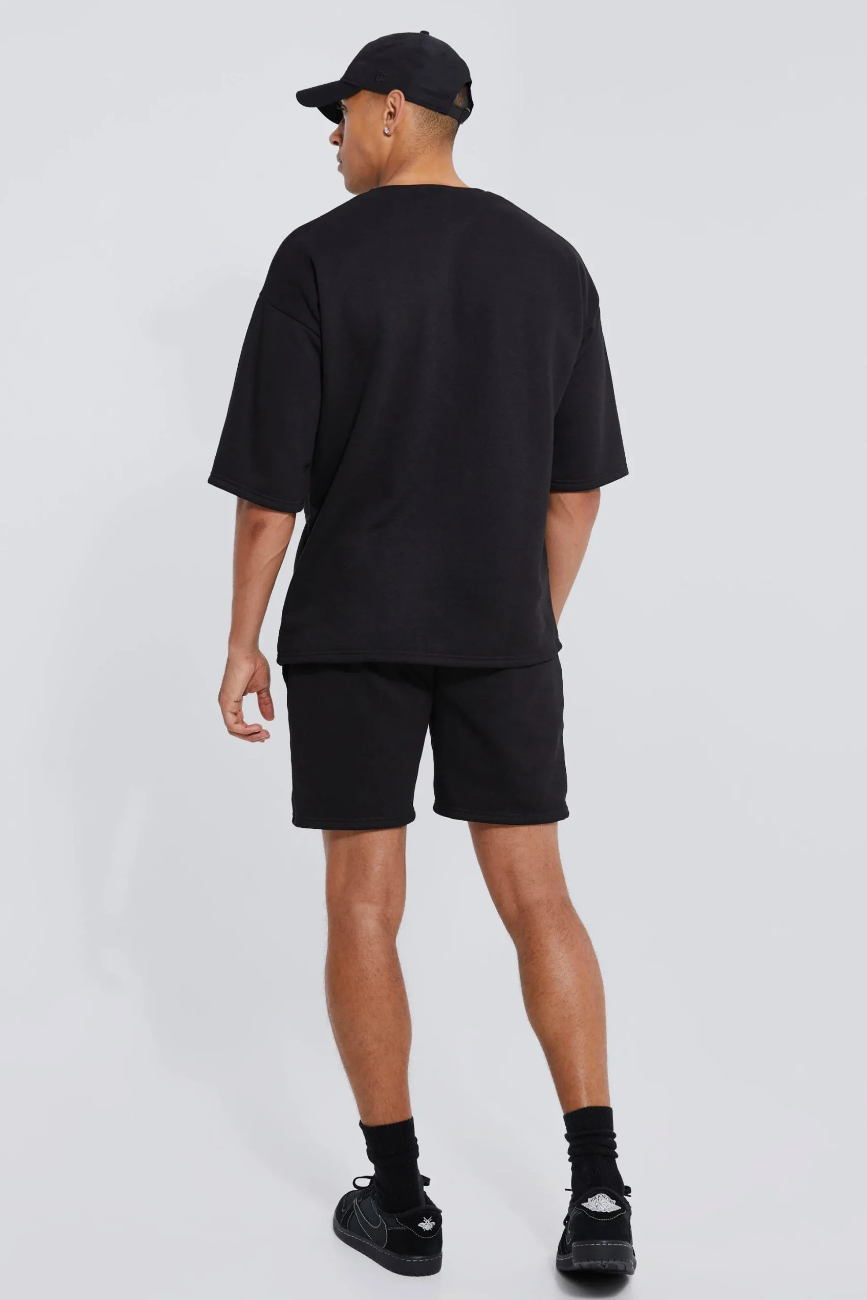 Oversized B Baseball Polo And Short Set | BoohooMAN UK