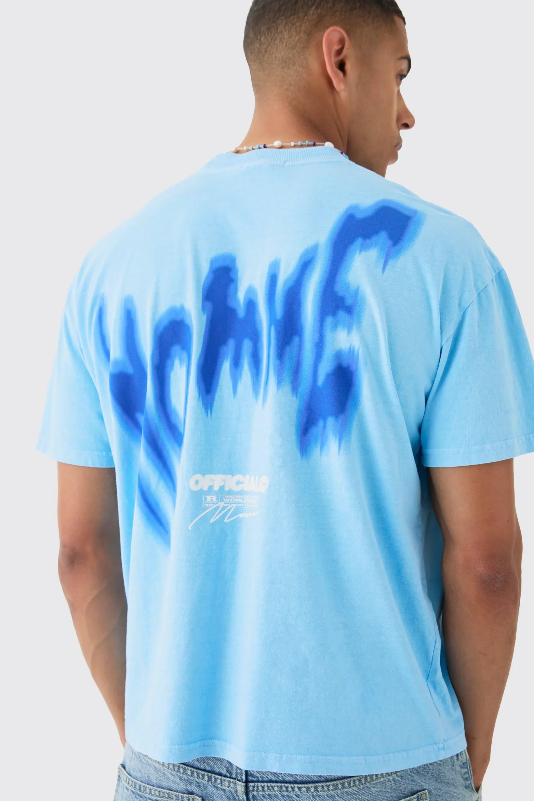 Oversized Back Print Washed Graffiti Homme T-shirt | BoohooMAN UK