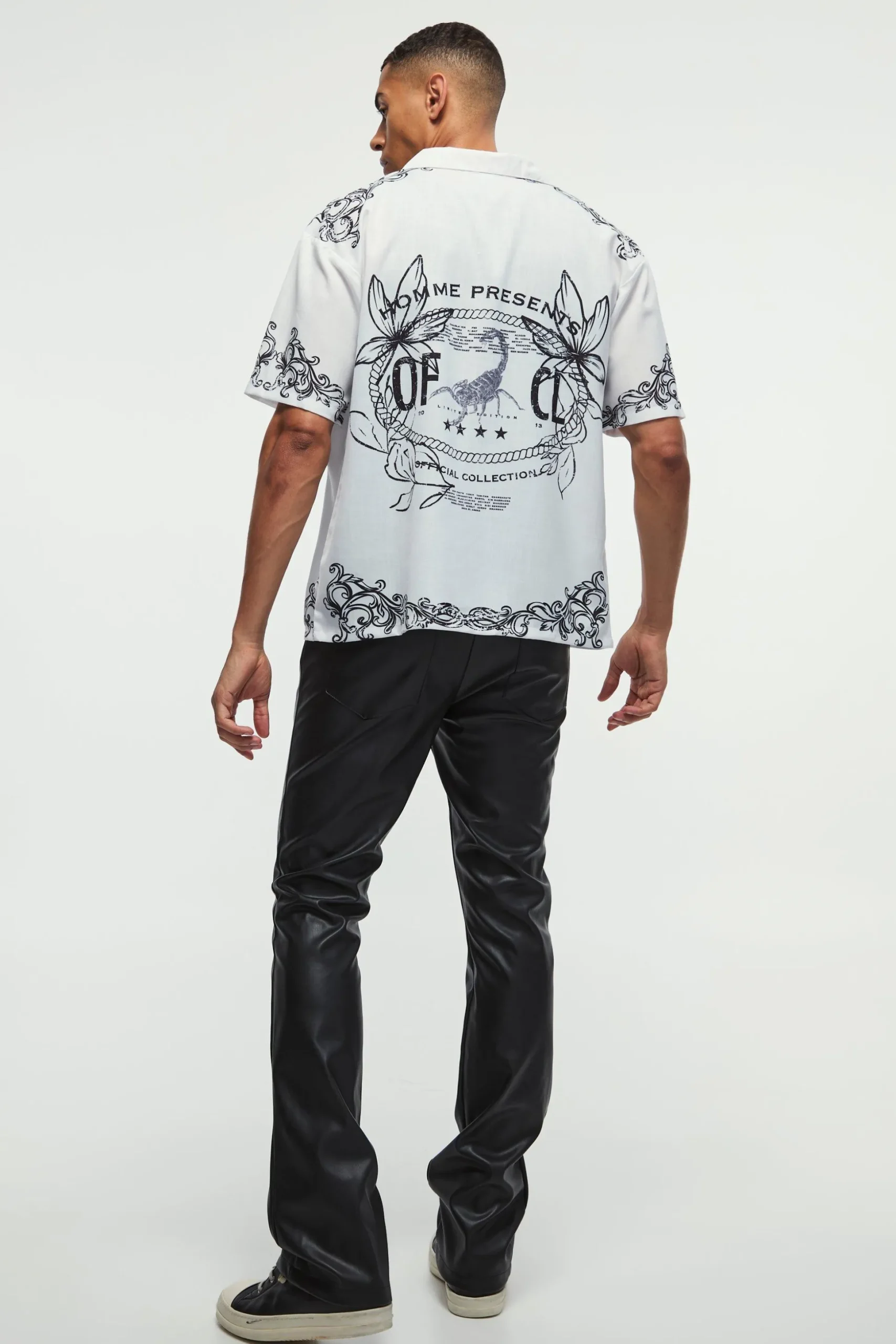 Oversized Back Printed Revere Shirt | BoohooMAN UK