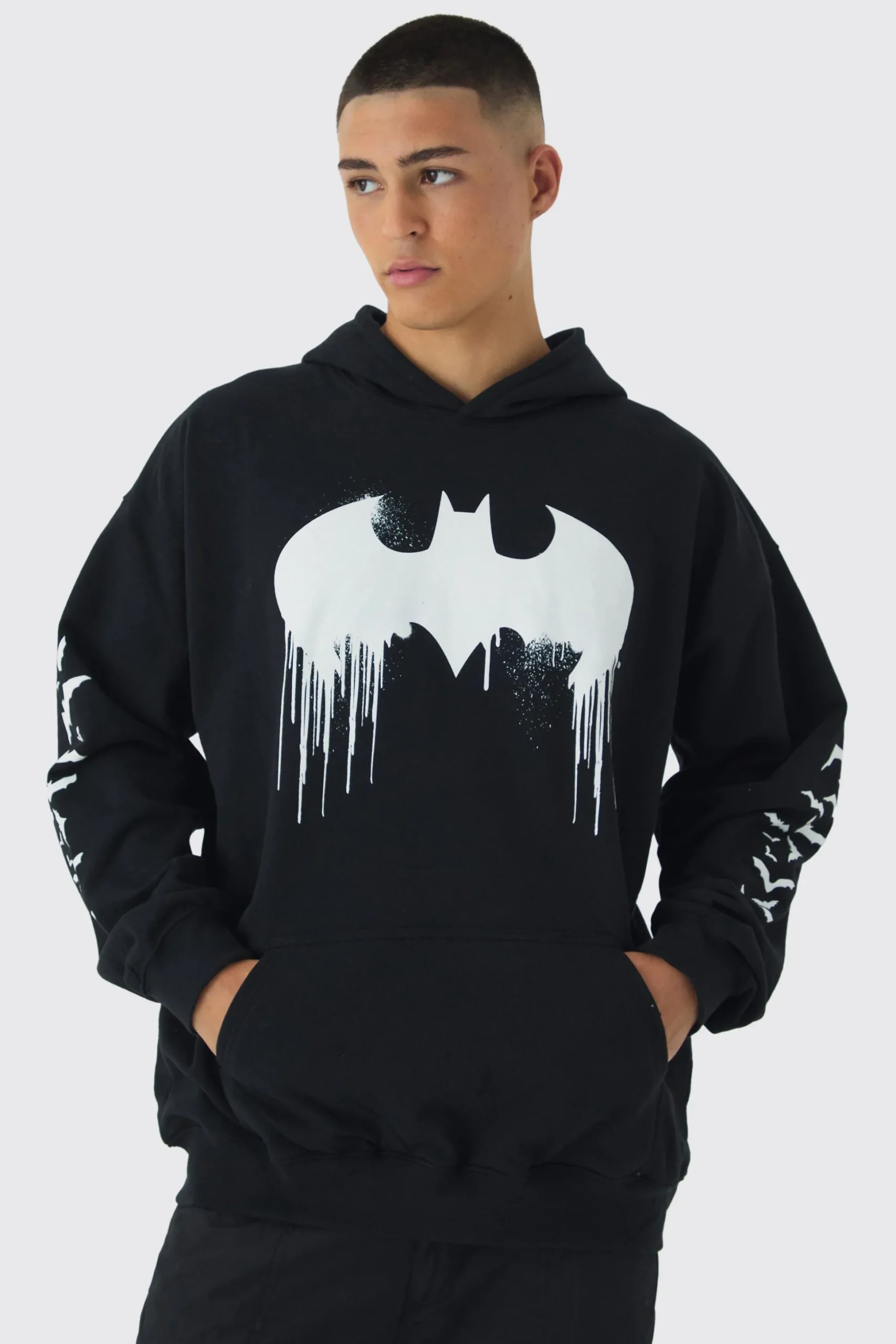 Oversized Batman License Multi Print Hoodie | BoohooMAN UK