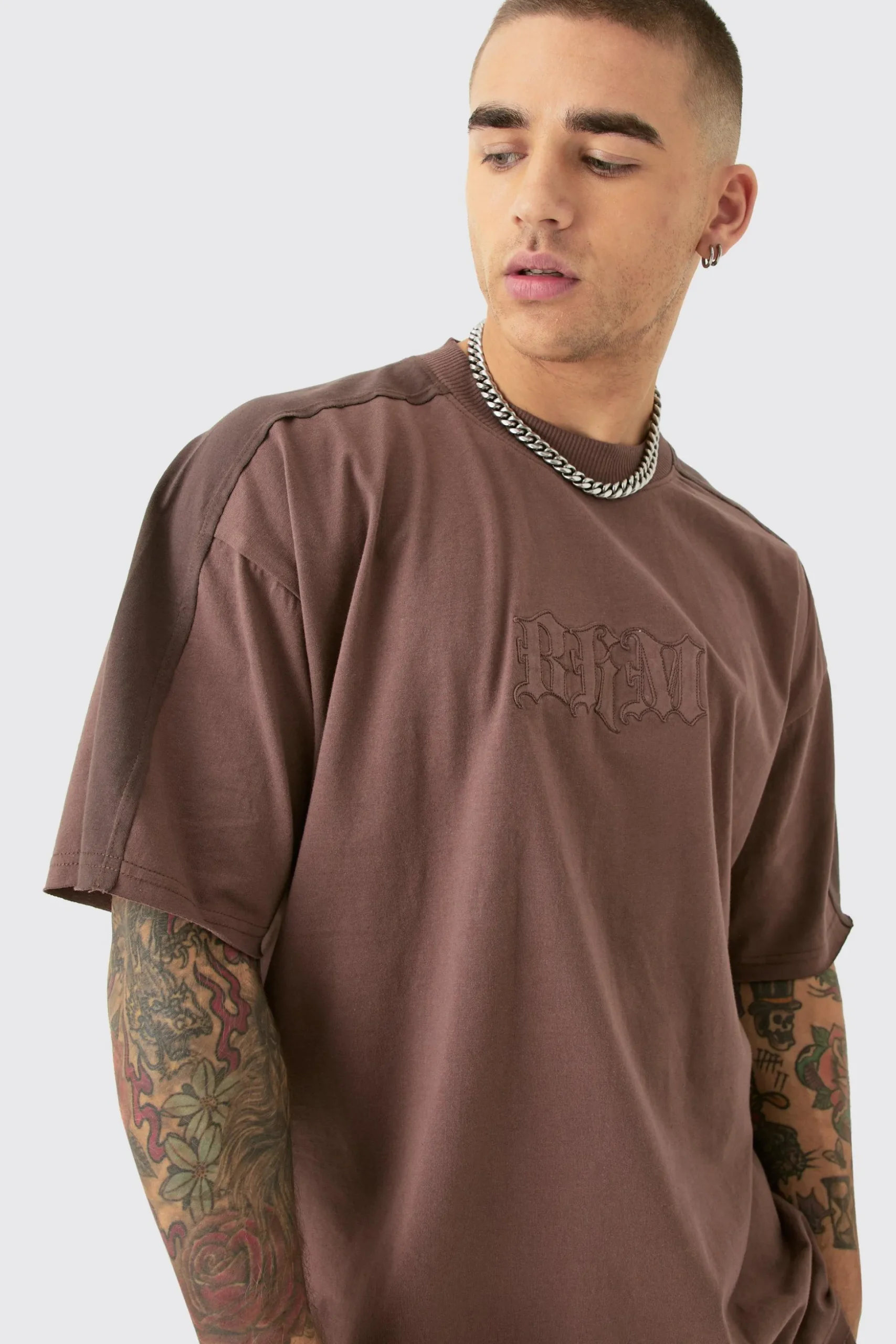 Oversized BHM Applique T-shirt & Carpenter Jort Set | BoohooMAN UK