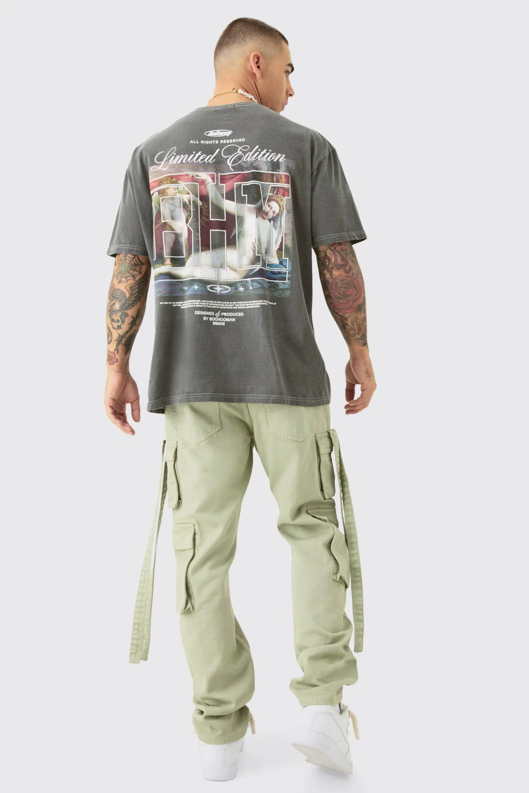 Oversized Bhm Renaissance Print T-shirt | BoohooMAN UK