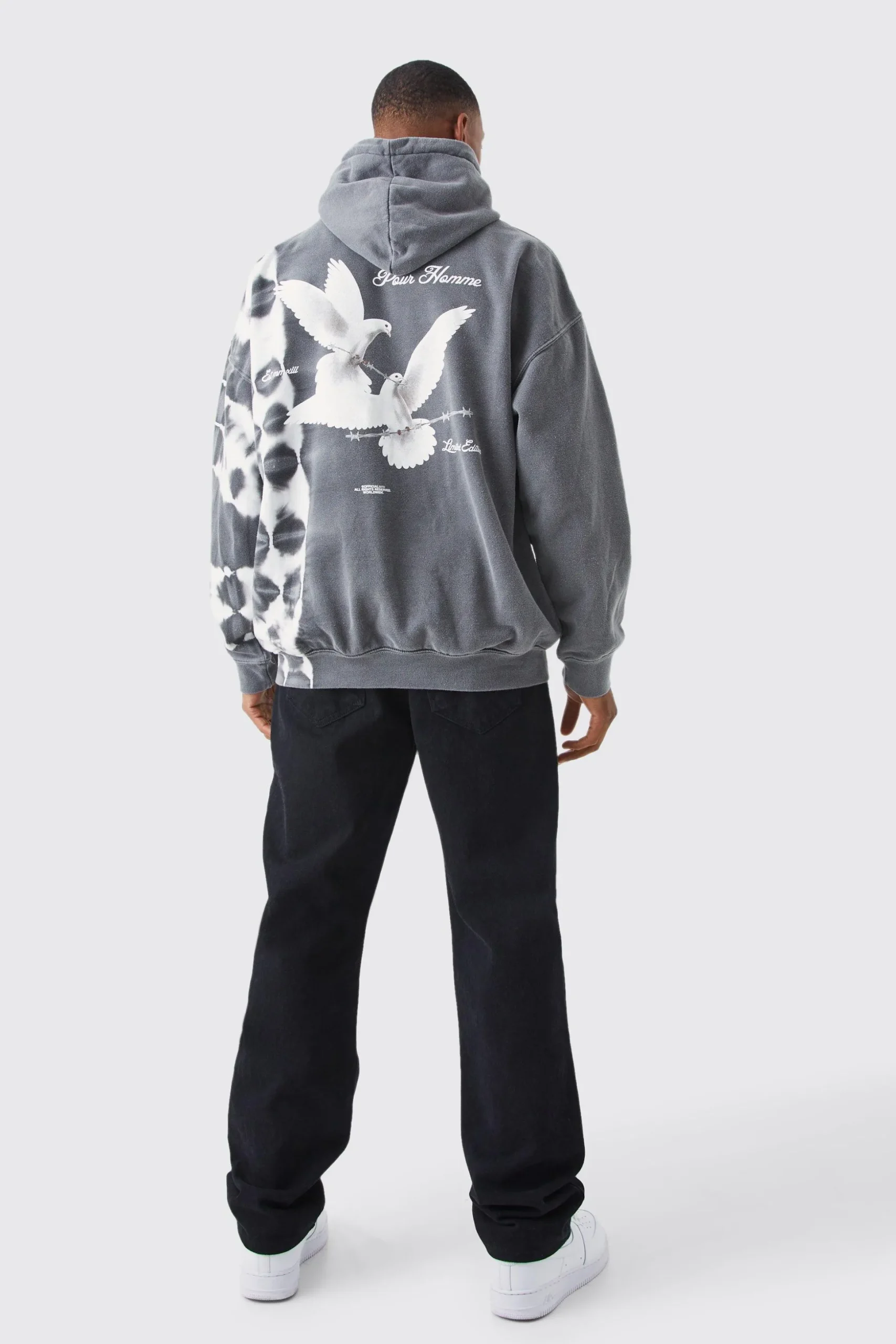 Oversized Bleach Tie Dye Graphic Hoodie | BoohooMAN UK