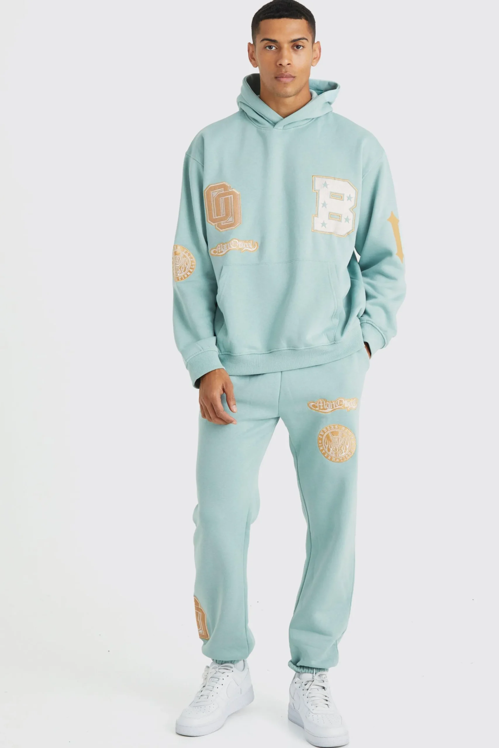 Oversized Bm Varsity Hooded Tracksuit | BoohooMAN UK