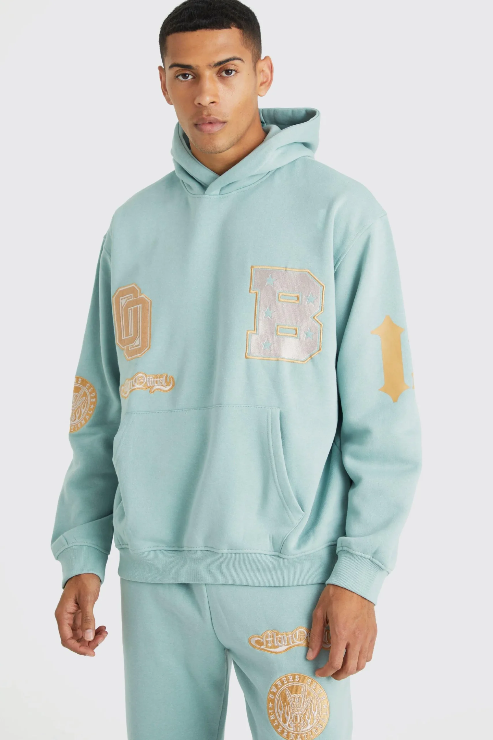 Oversized Bm Varsity Hooded Tracksuit | BoohooMAN UK