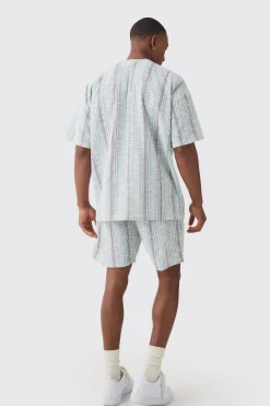 Oversized Boucle Stripe T-shirt | BoohooMAN UK