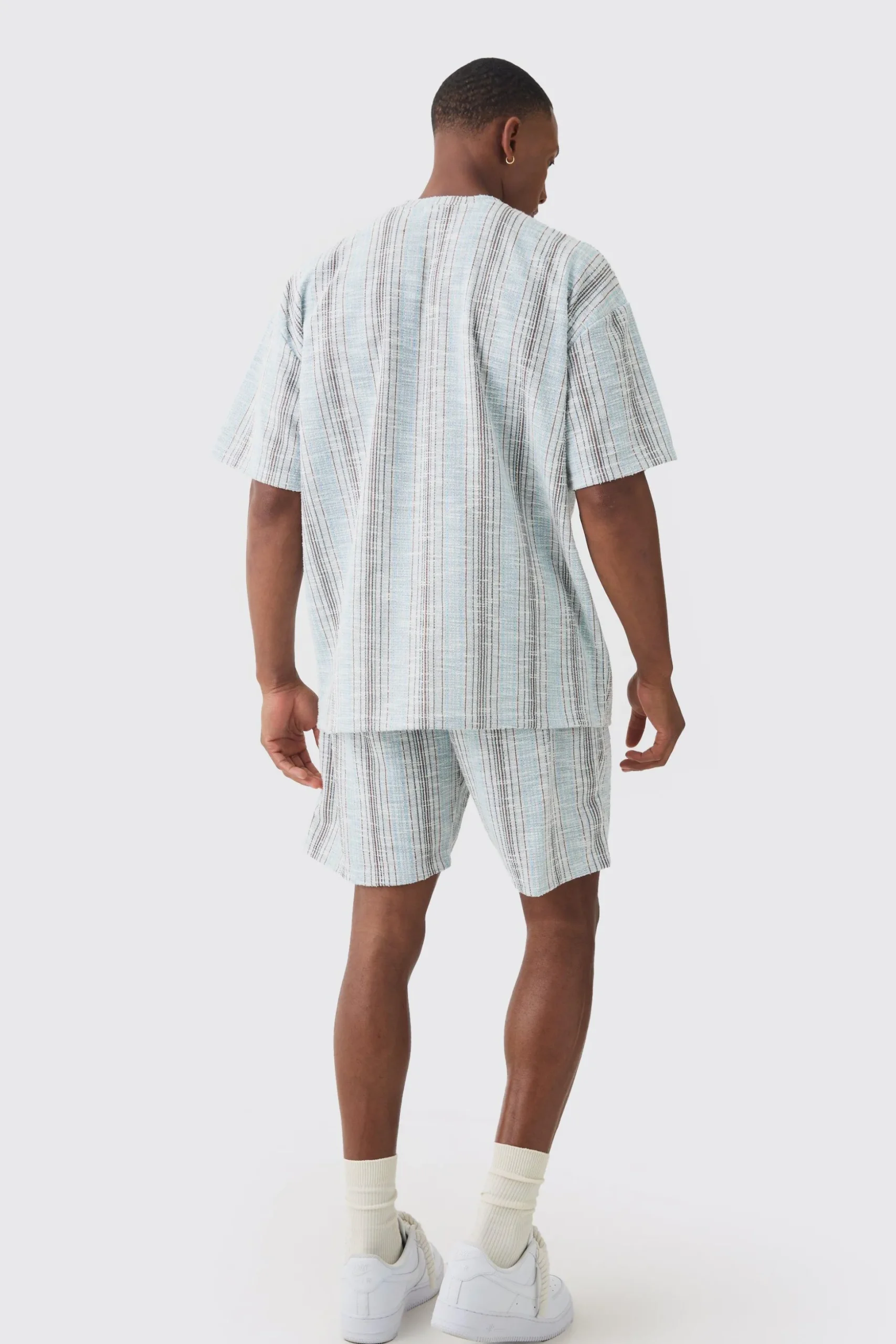 Oversized Boucle Stripe T-shirt | BoohooMAN UK