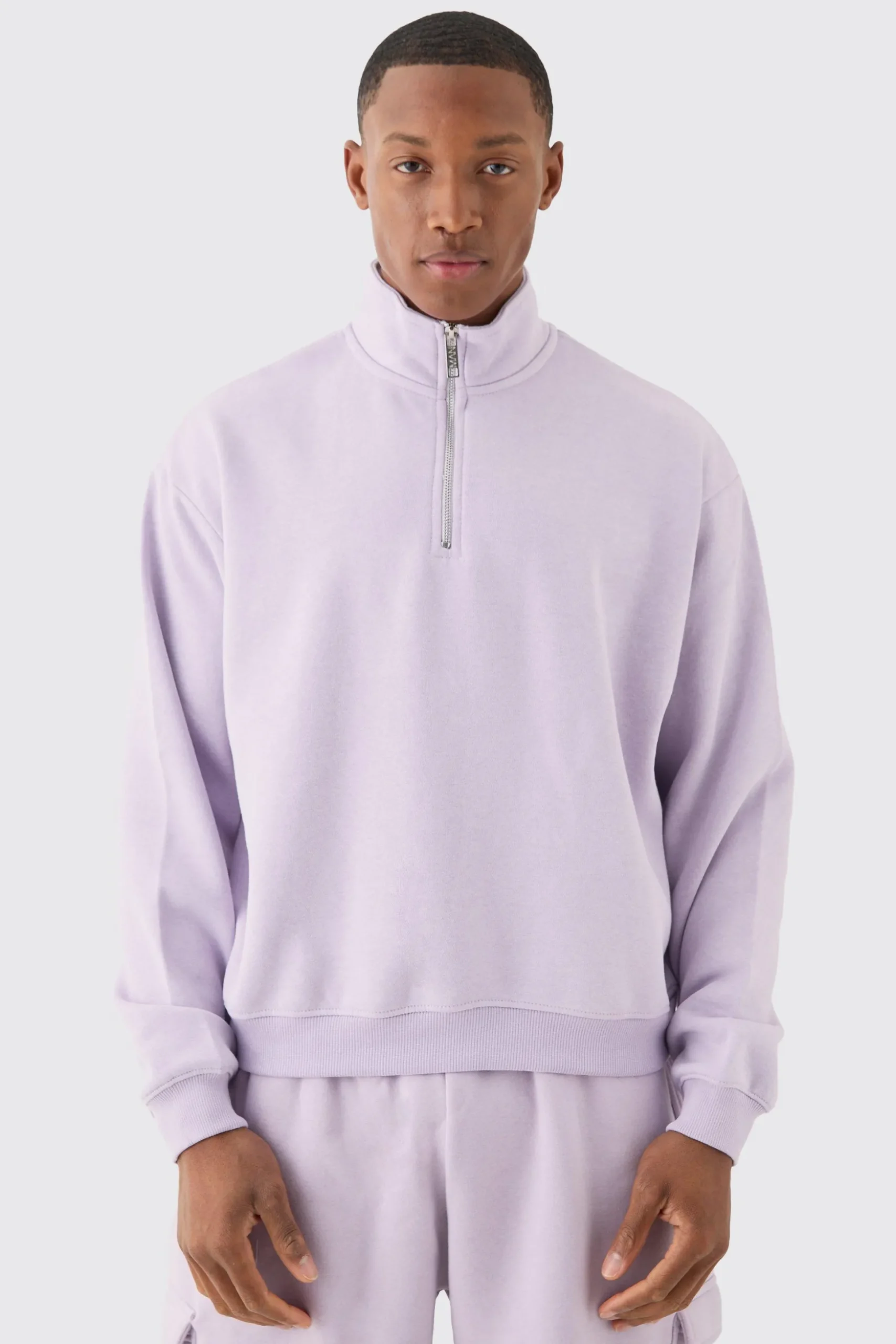 Oversized Boxy 1/4 Zip Sweatshirt | BoohooMAN UK