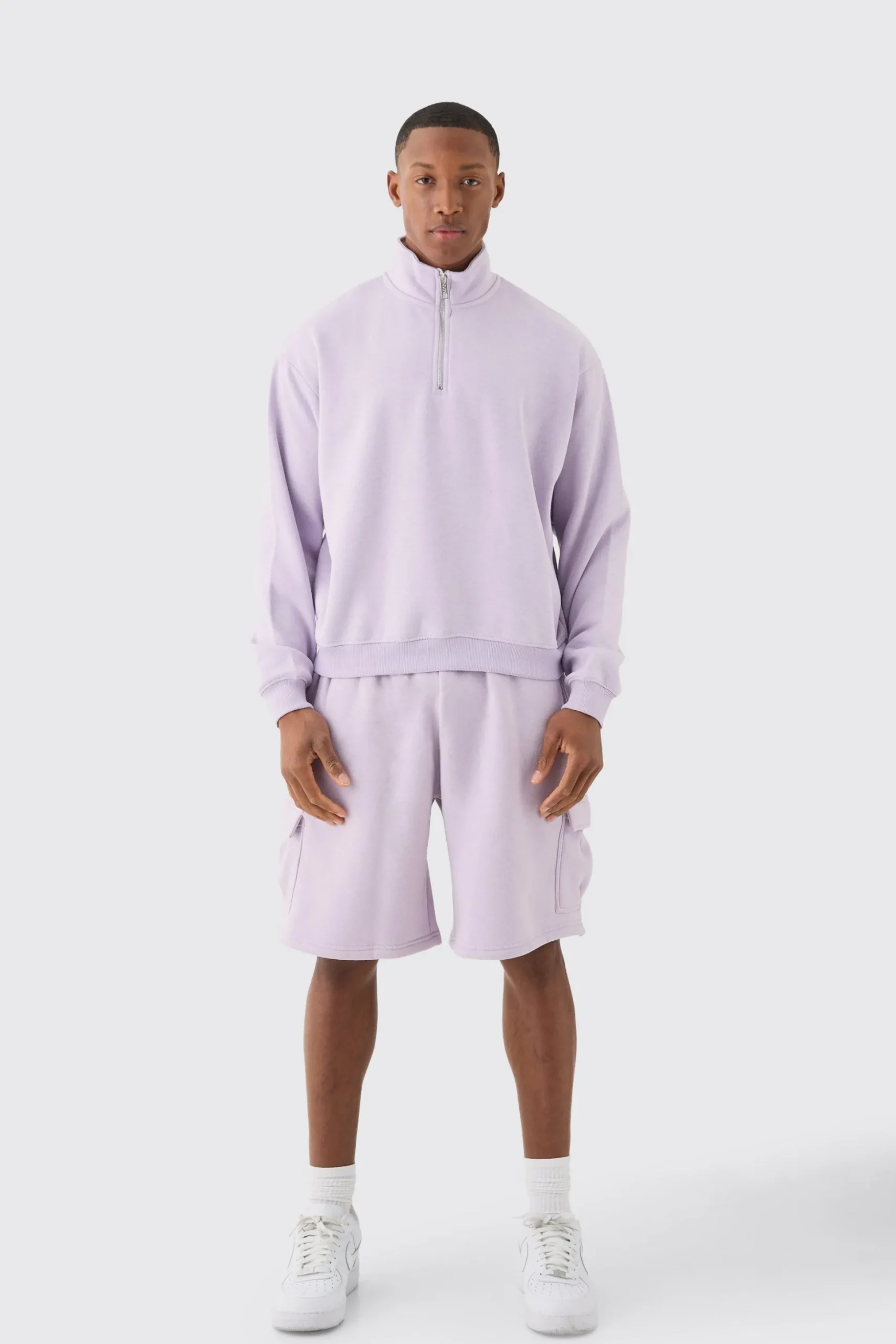 Oversized Boxy 1/4 Zip Sweatshirt | BoohooMAN UK