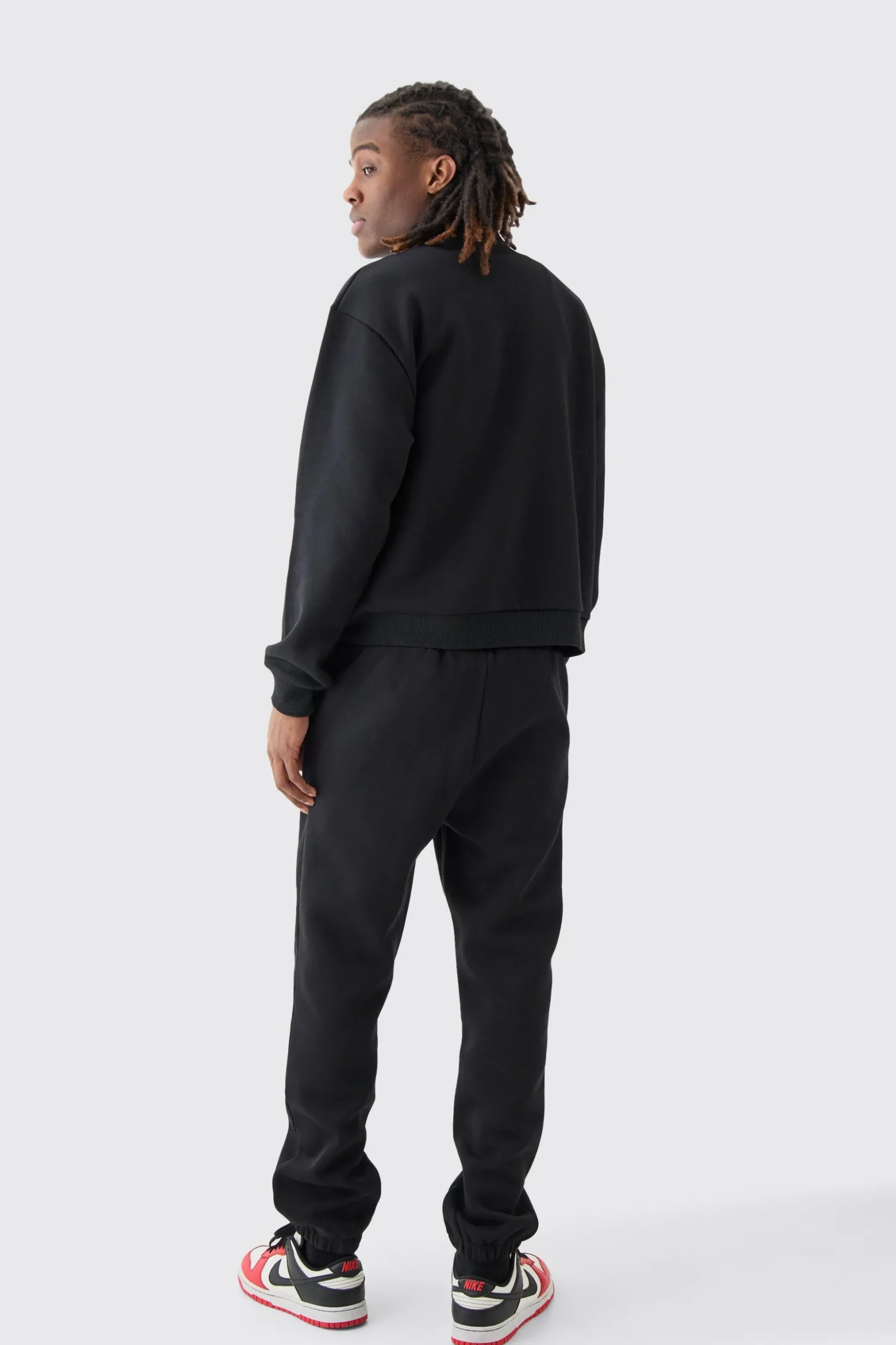 Oversized Boxy 1/4 Zip Varsity Sweatshirt Tracksuit | BoohooMAN UK