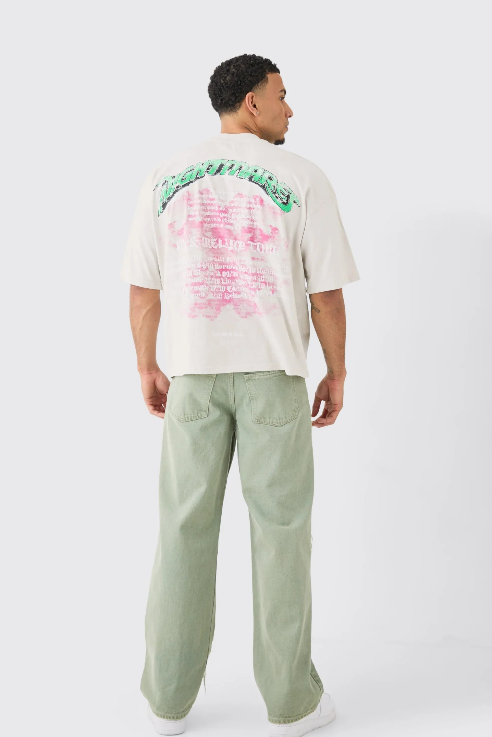 Oversized Boxy Acid Wash Rhinestone Heavyweight T-shirt | BoohooMAN UK