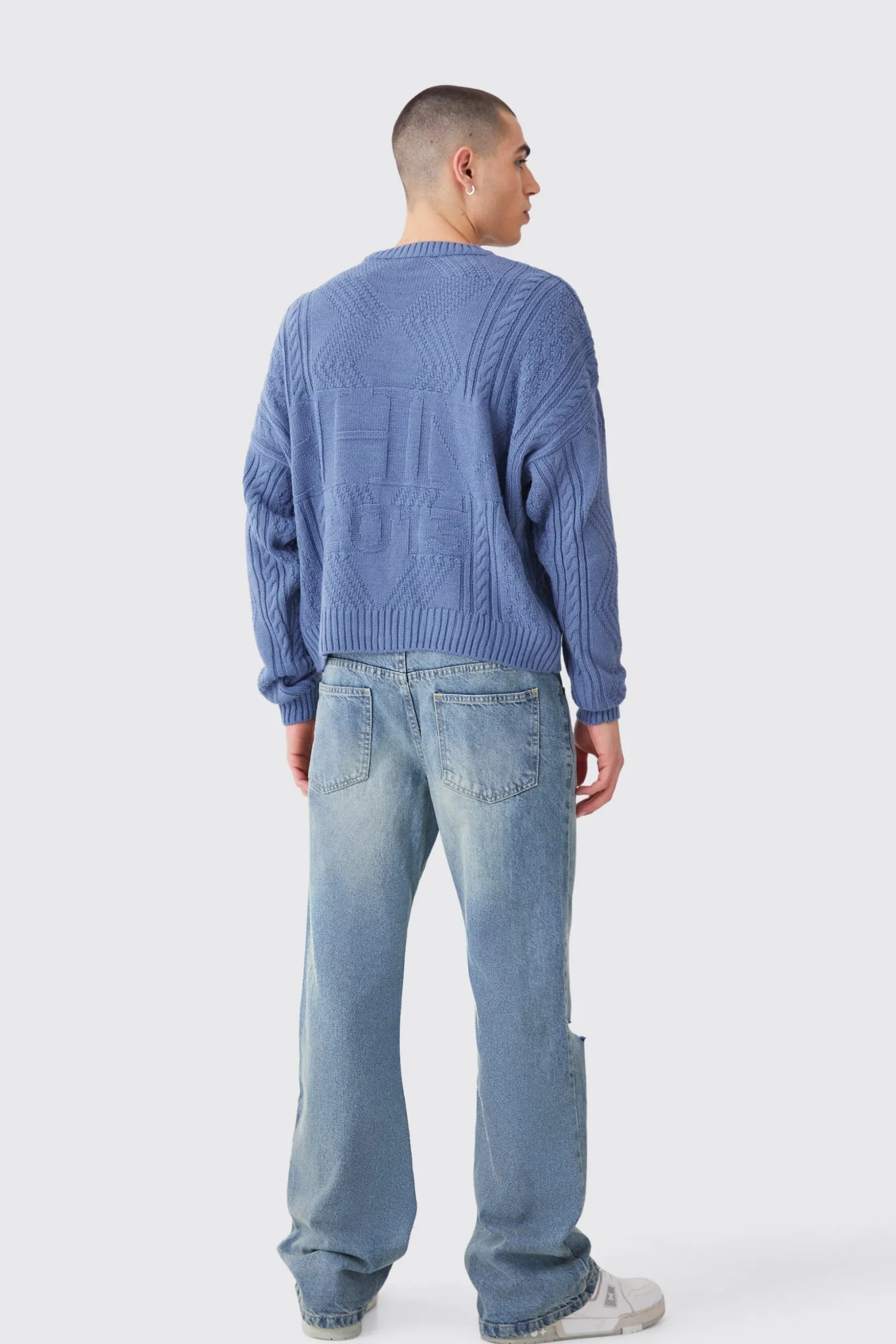Oversized Boxy Bhm Cable Knit Jumper | BoohooMAN UK