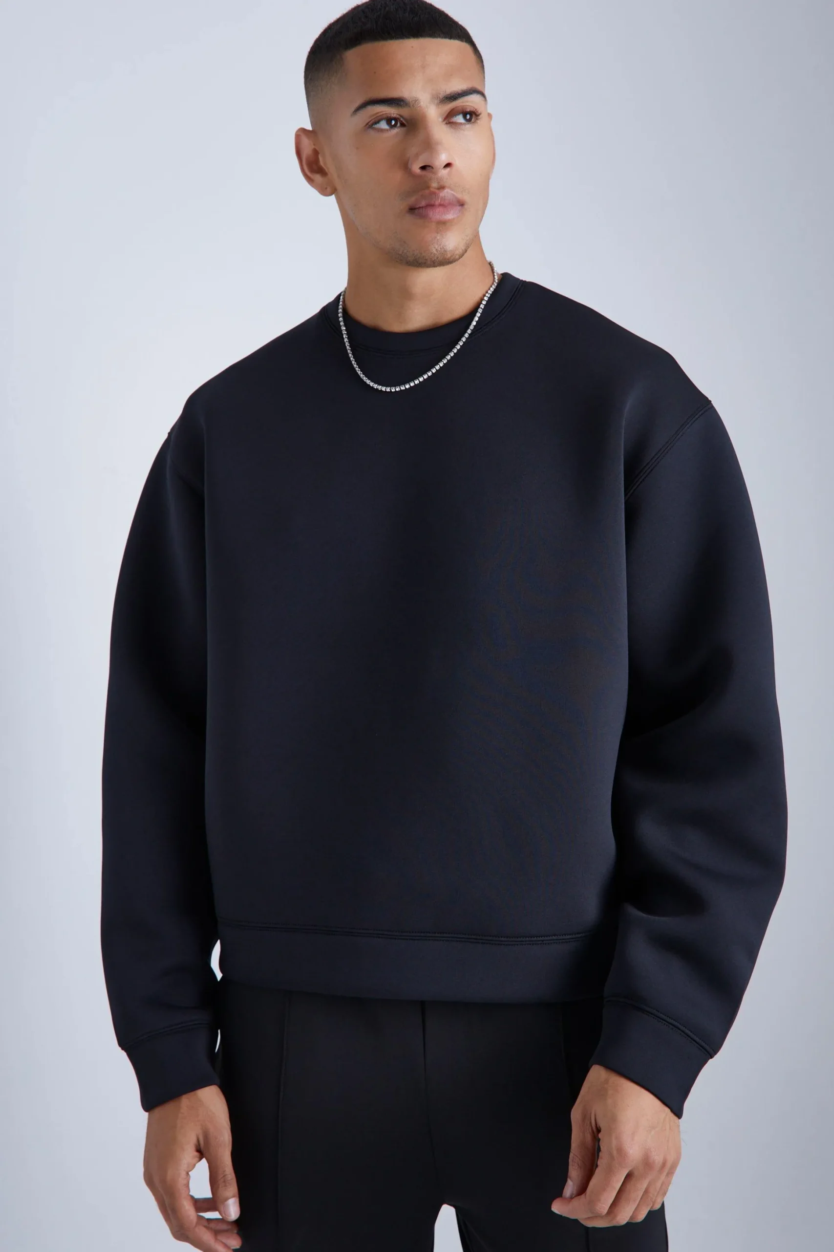 Oversized Boxy Bonded Scuba Sweatshirt | BoohooMAN UK