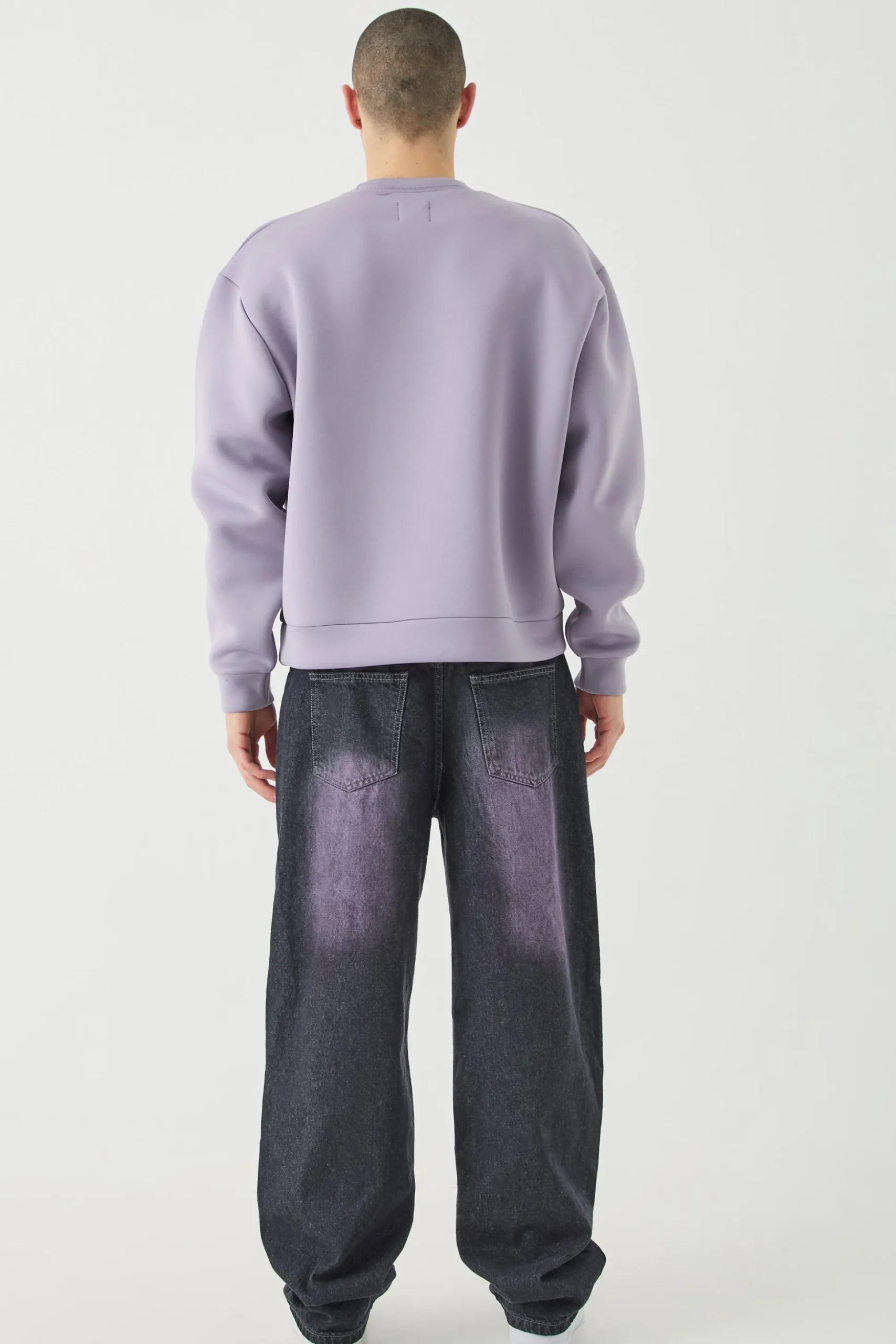 Oversized Boxy Bonded Scuba Sweatshirt | BoohooMAN UK