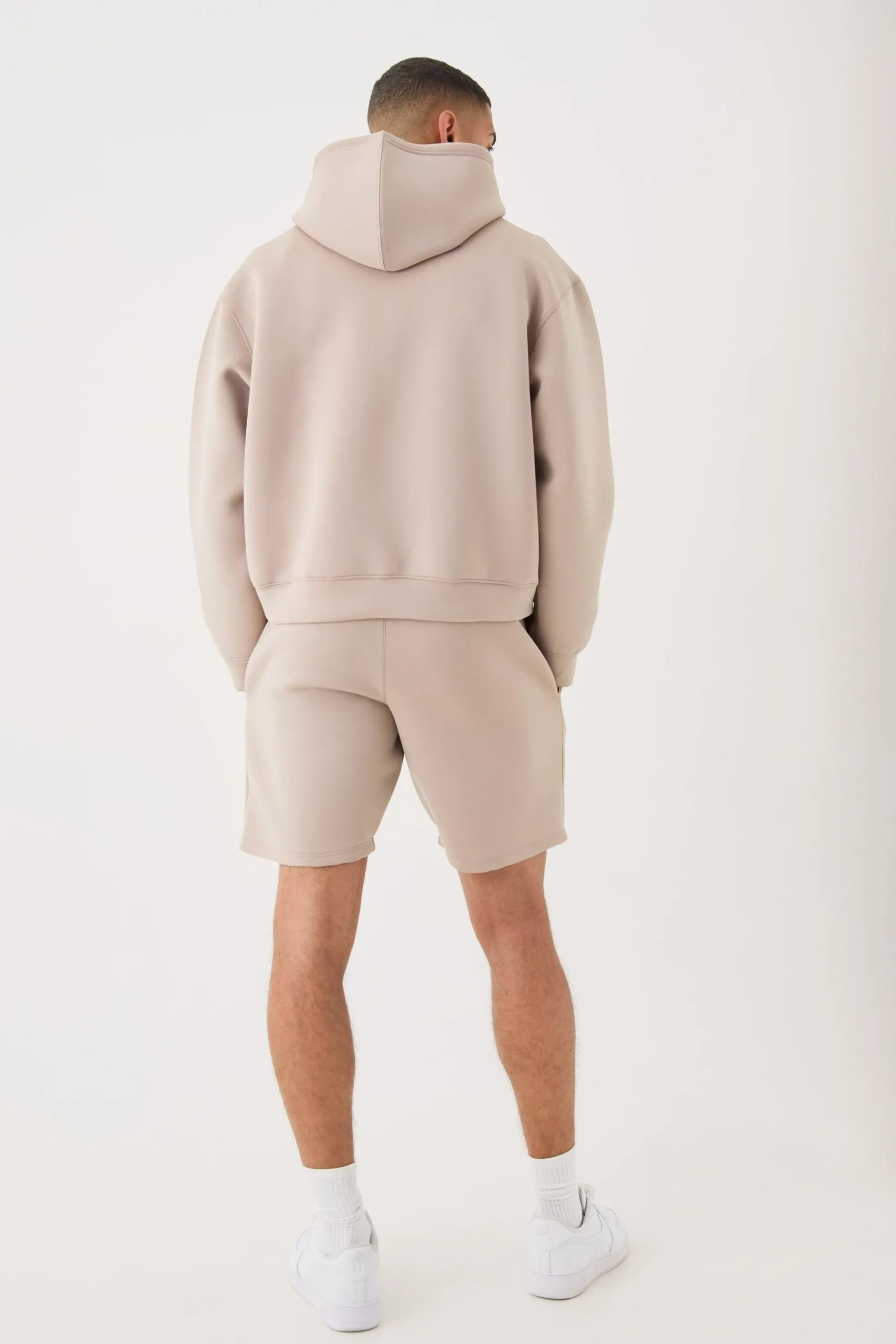 Oversized Boxy Bonded Scuba Hooded Short Tracksuit | BoohooMAN UK