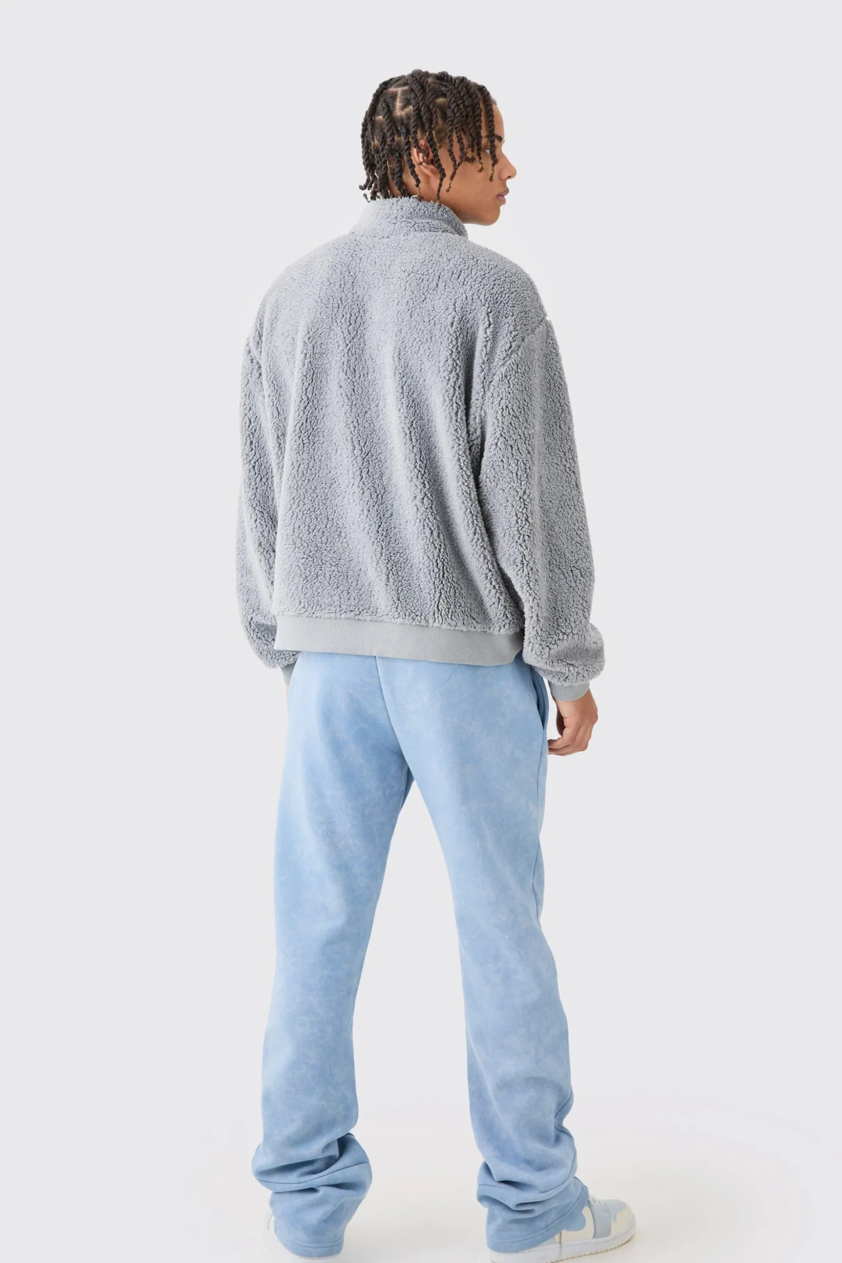 Oversized Boxy Borg Funnel Neck Sweatshirt | BoohooMAN UK