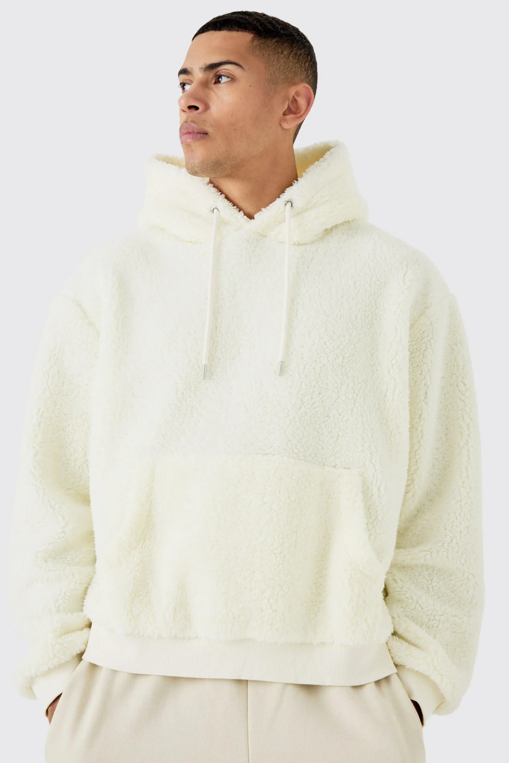 Oversized Boxy Borg Over The Head Hoodie | BoohooMAN UK
