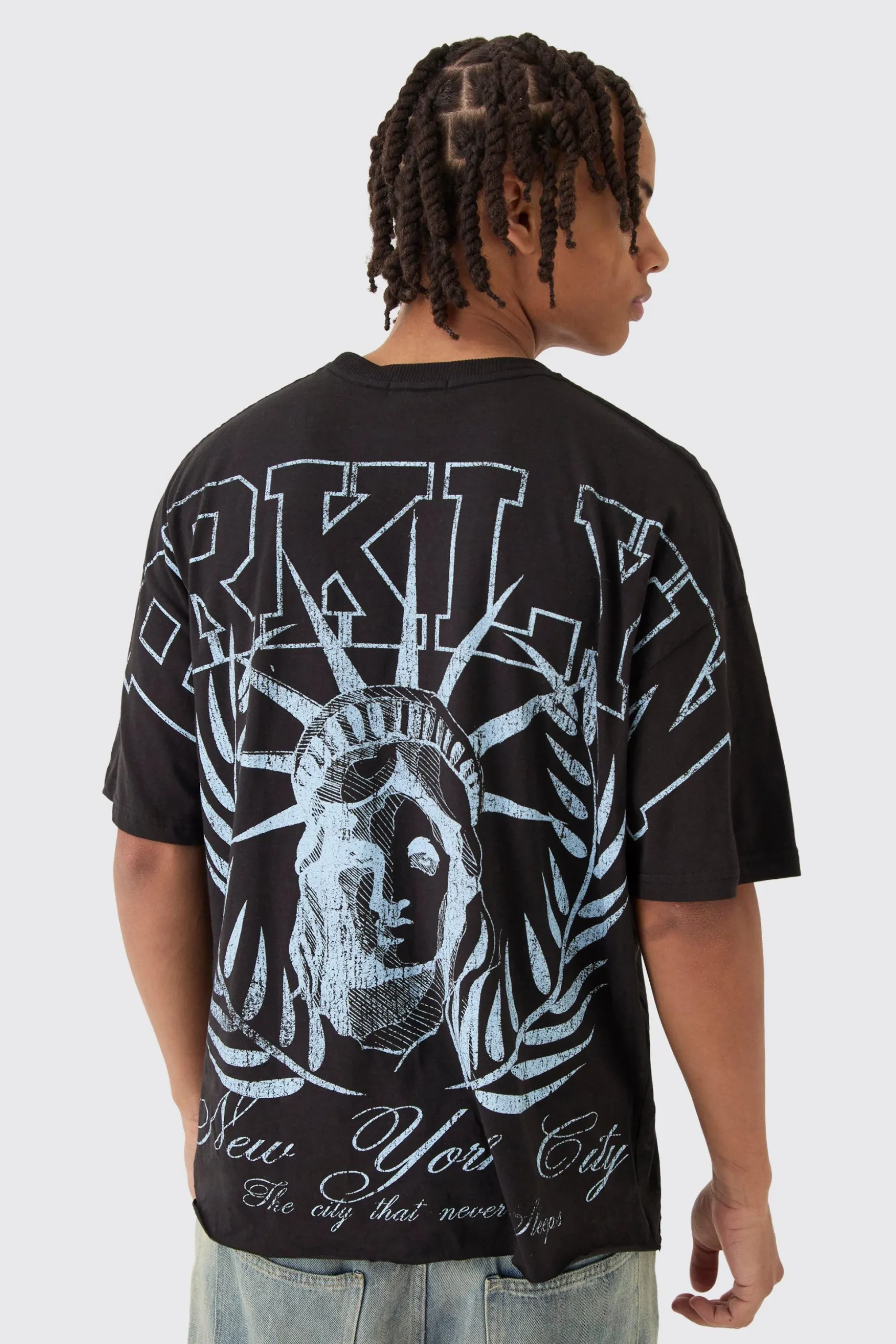 Oversized Boxy Brklyn Over The Seams Print T-Shirt | BoohooMAN UK