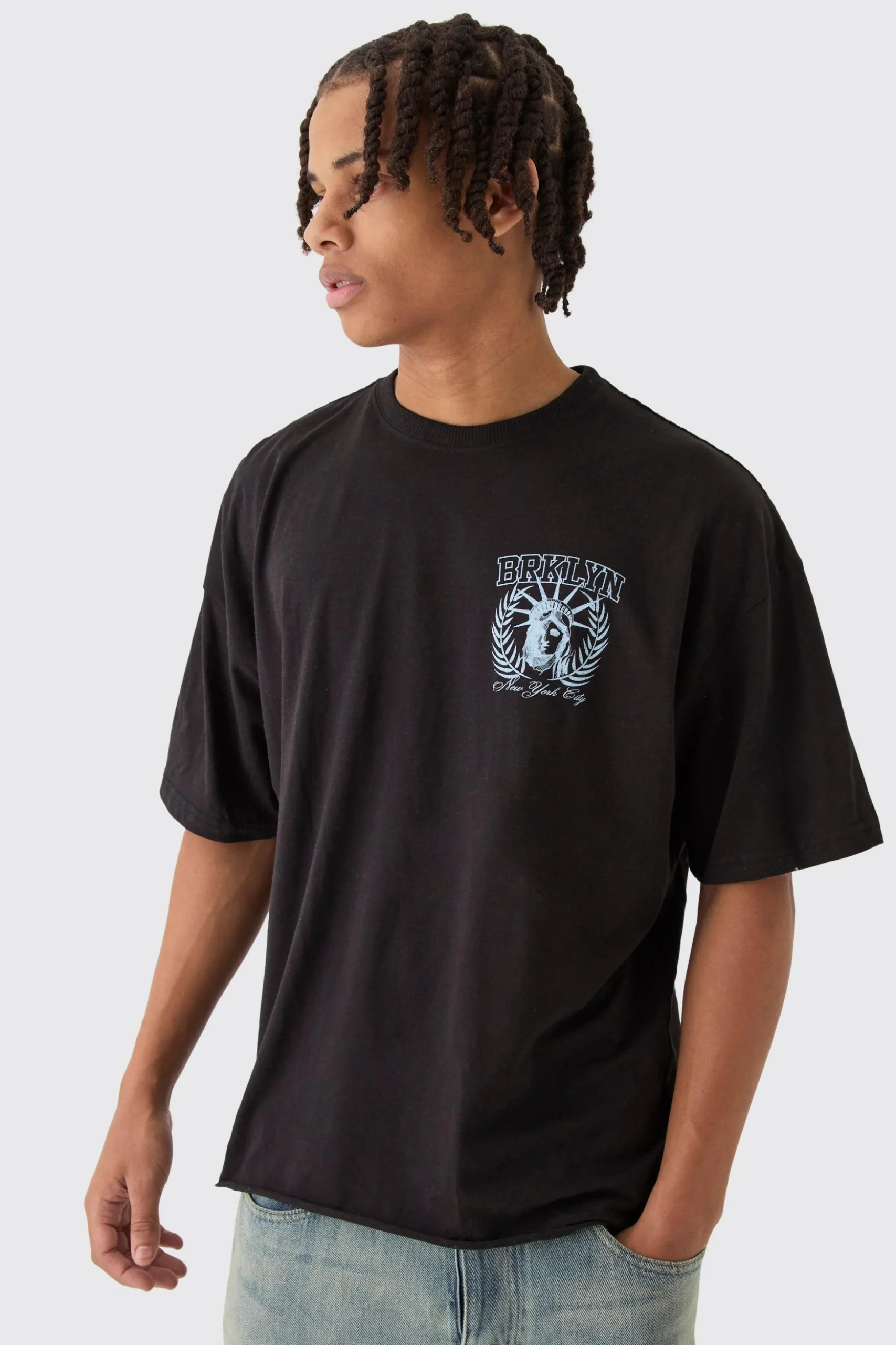 Oversized Boxy Brklyn Over The Seams Print T-Shirt | BoohooMAN UK