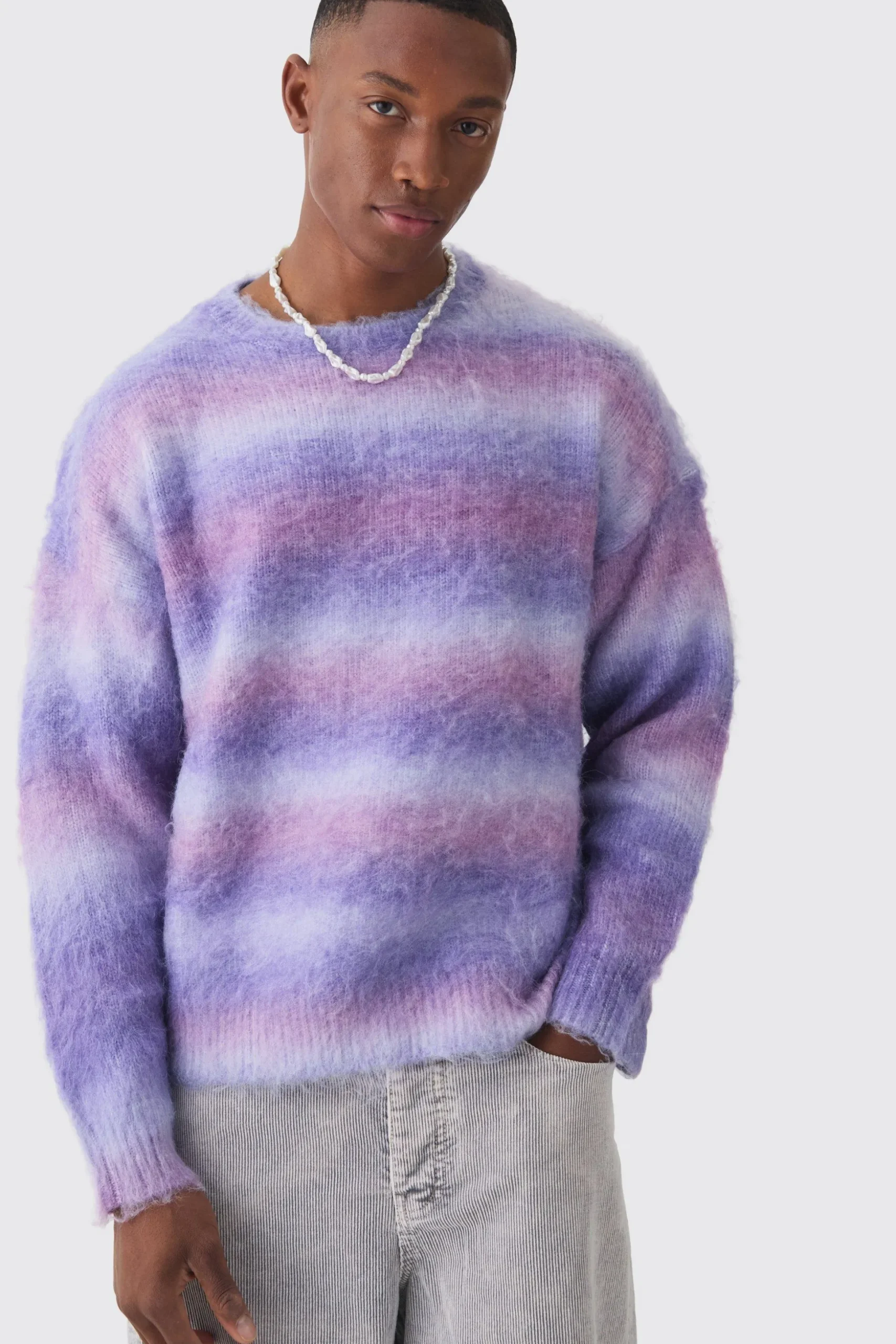 Oversized Boxy Brushed Stripe Knitted Jumper | BoohooMAN UK