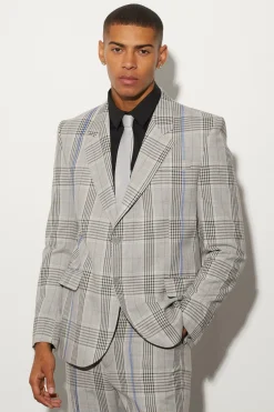 Oversized Boxy Check Contrast Stitch Suit | BoohooMAN UK