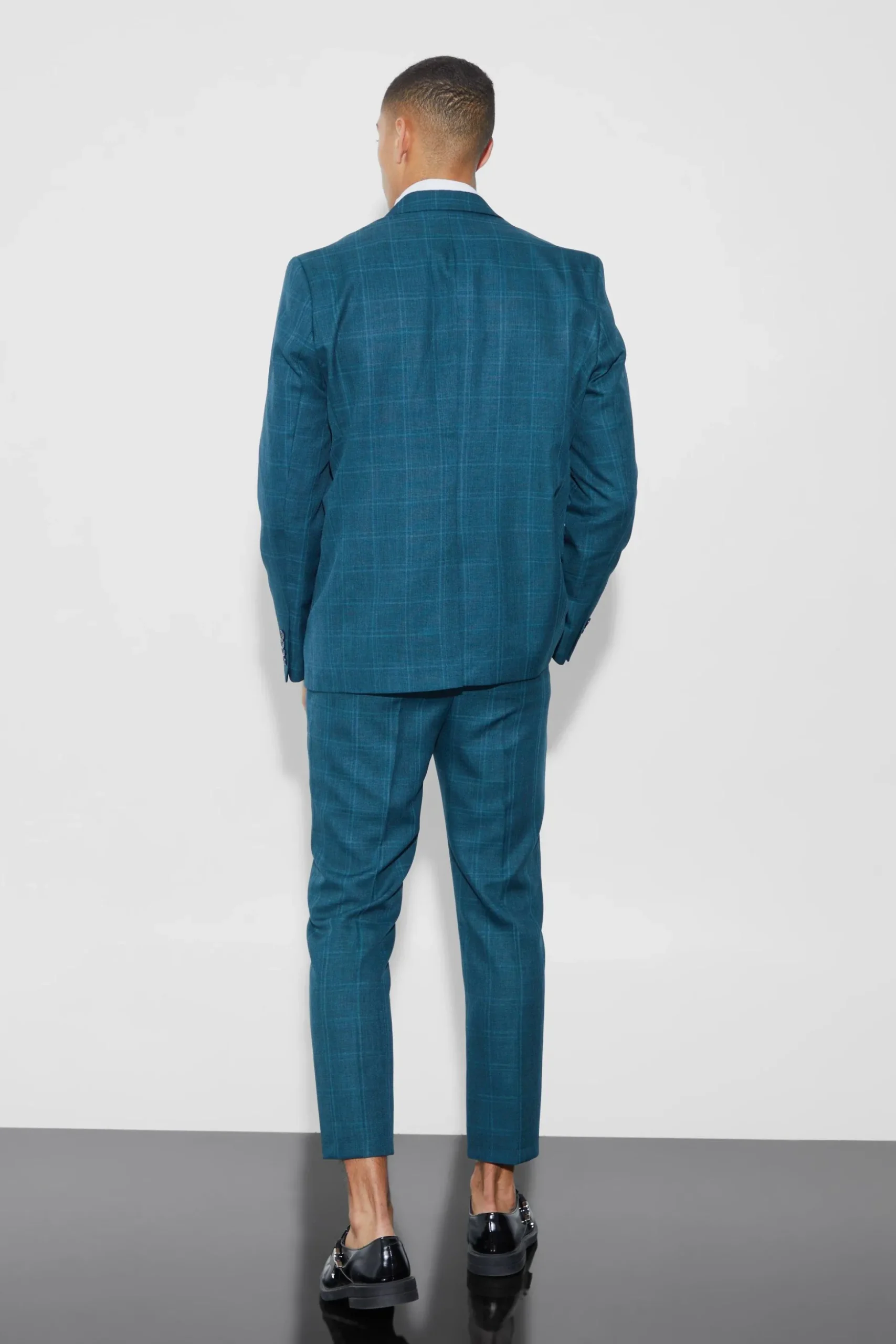 Oversized Boxy Check Fabric Interest Blazer | BoohooMAN UK
