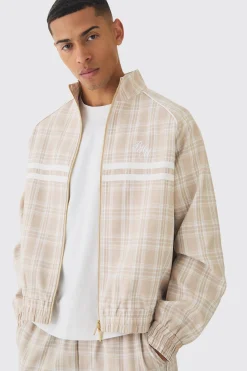Oversized Boxy Checked Funnel Neck Set | BoohooMAN UK