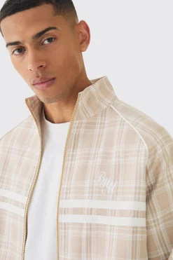 Oversized Boxy Checked Funnel Neck Set | BoohooMAN UK