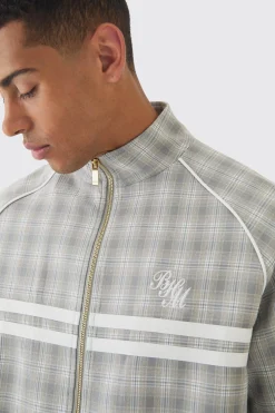 Oversized Boxy Checked Funnel Neck Set | BoohooMAN UK