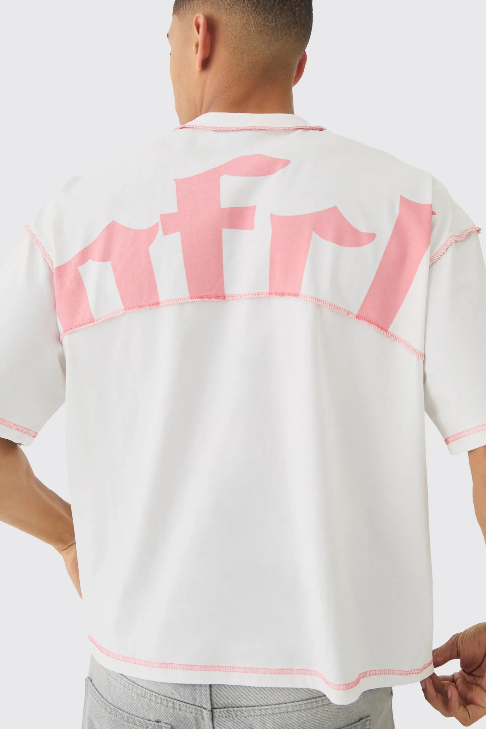 Oversized Boxy Contrast Stitch OFCL T-Shirt | BoohooMAN UK