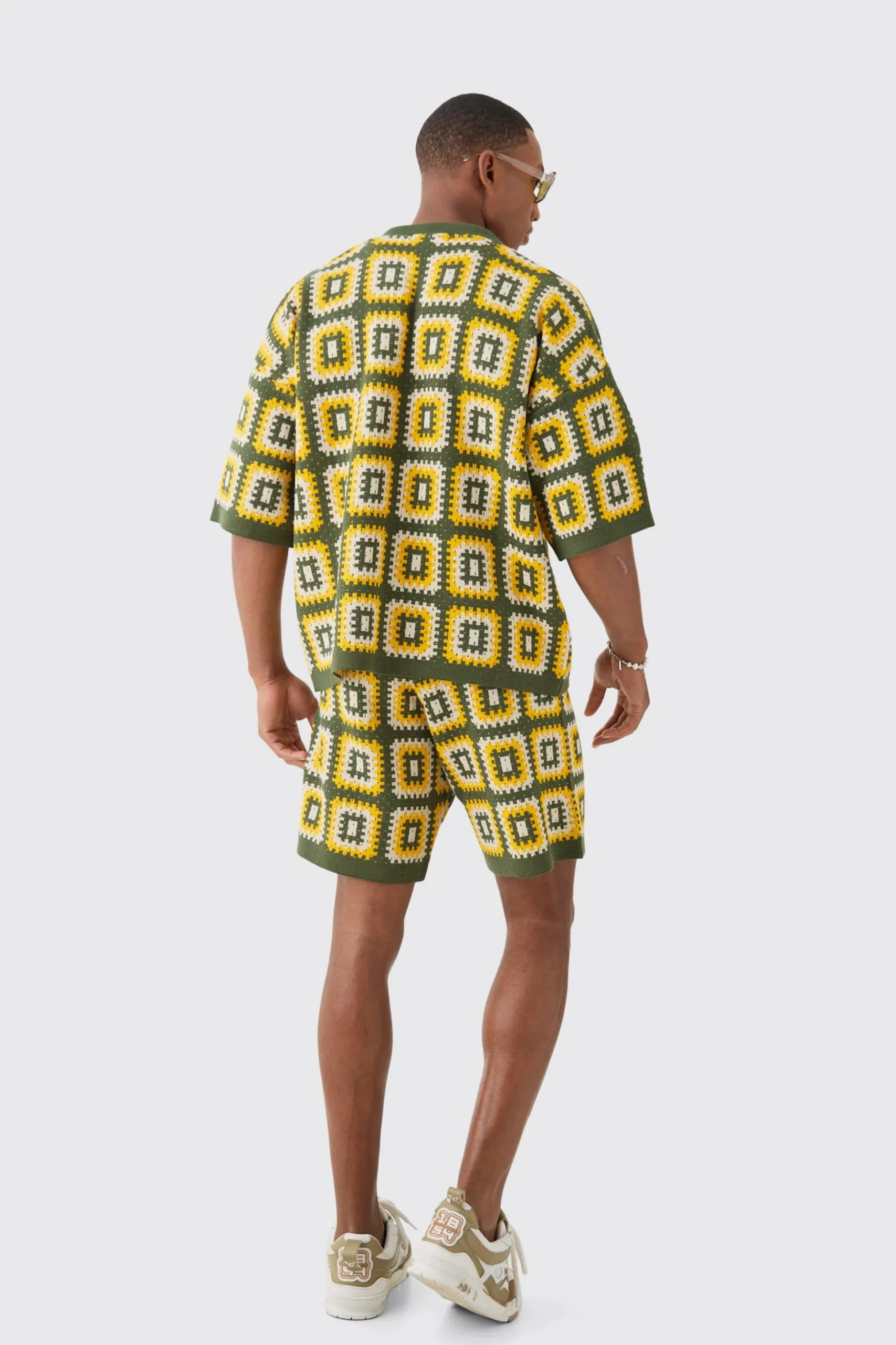 Oversized Boxy Crochet Knitted Polo | BoohooMAN UK