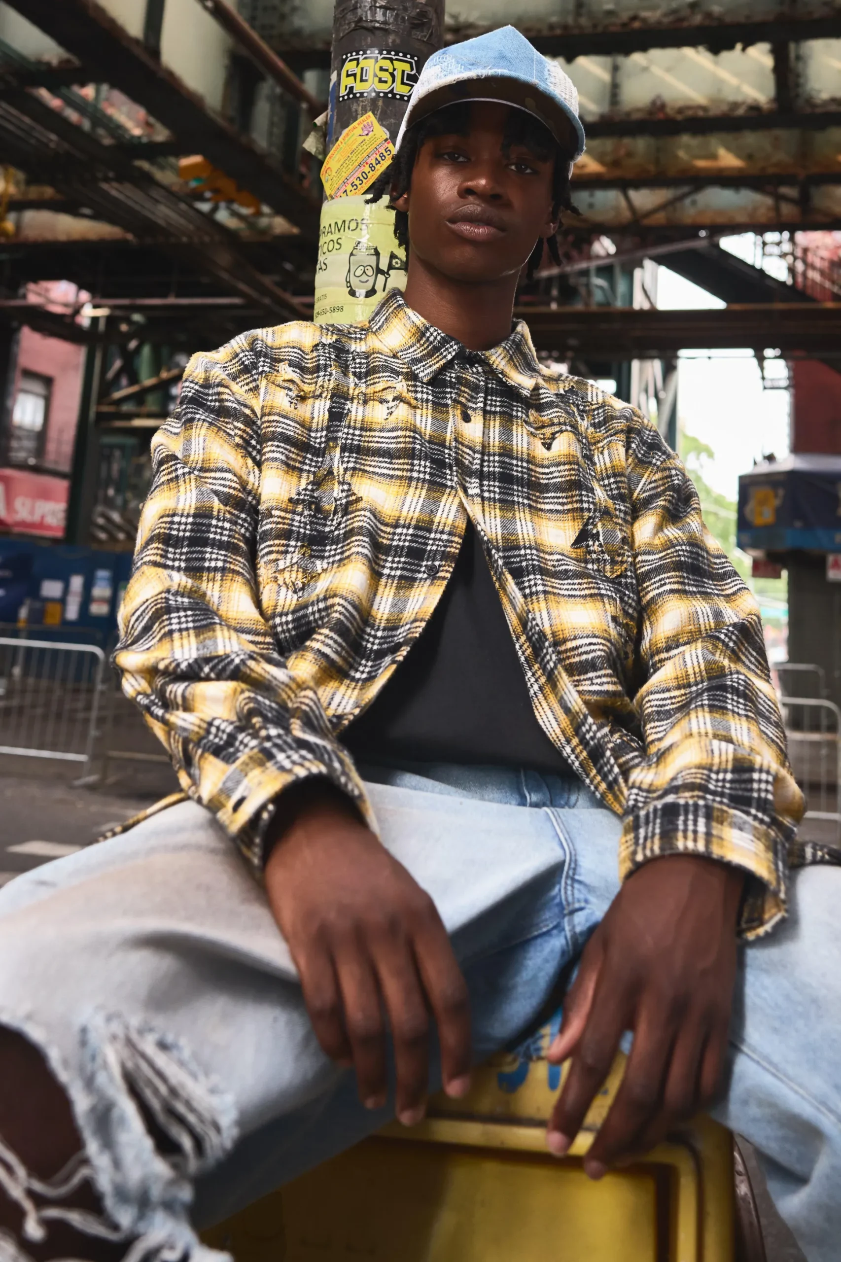 Oversized Boxy Cross Applique Check Shirt | BoohooMAN UK
