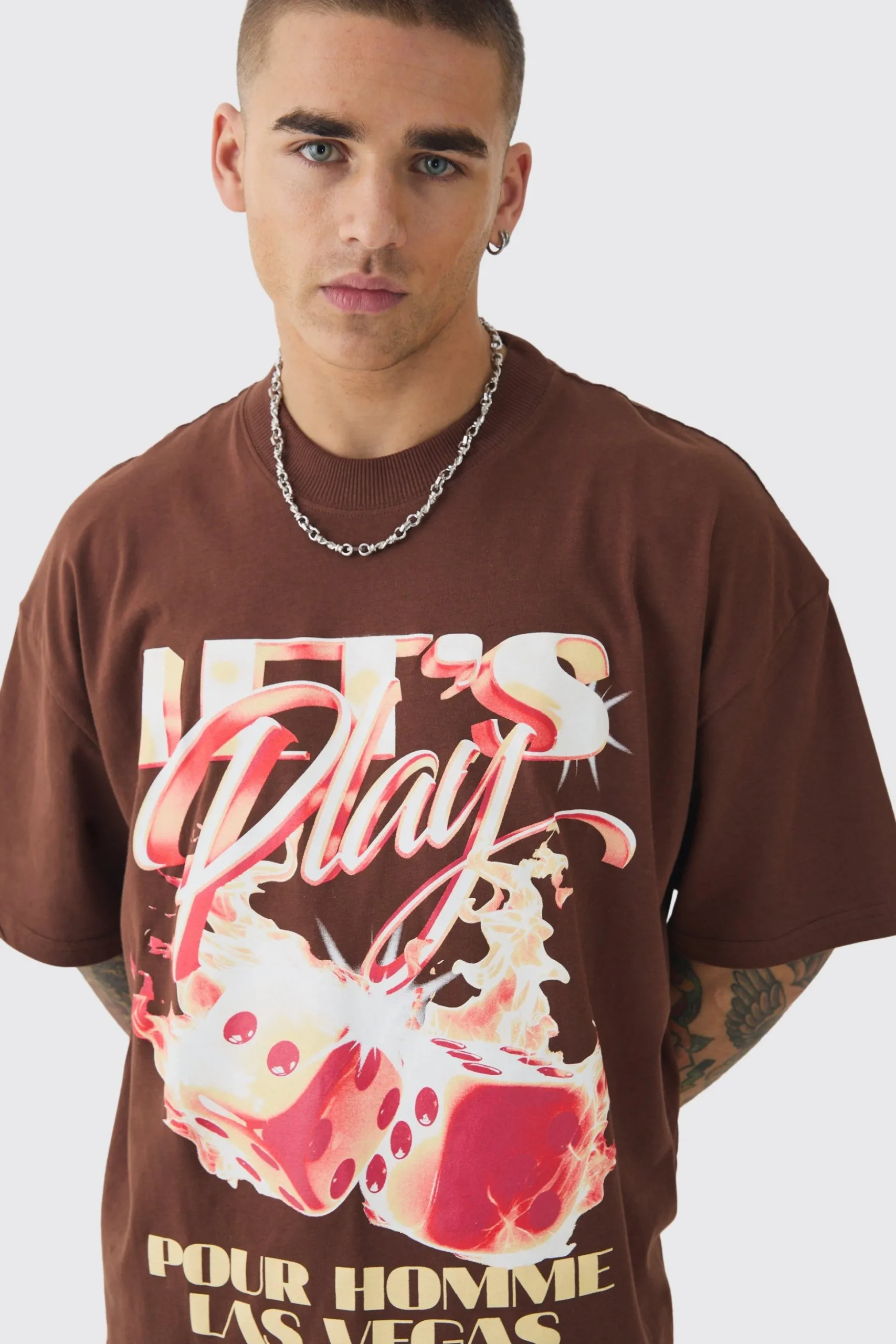 Oversized Boxy Dice Flame Graphic T-shirt | BoohooMAN UK