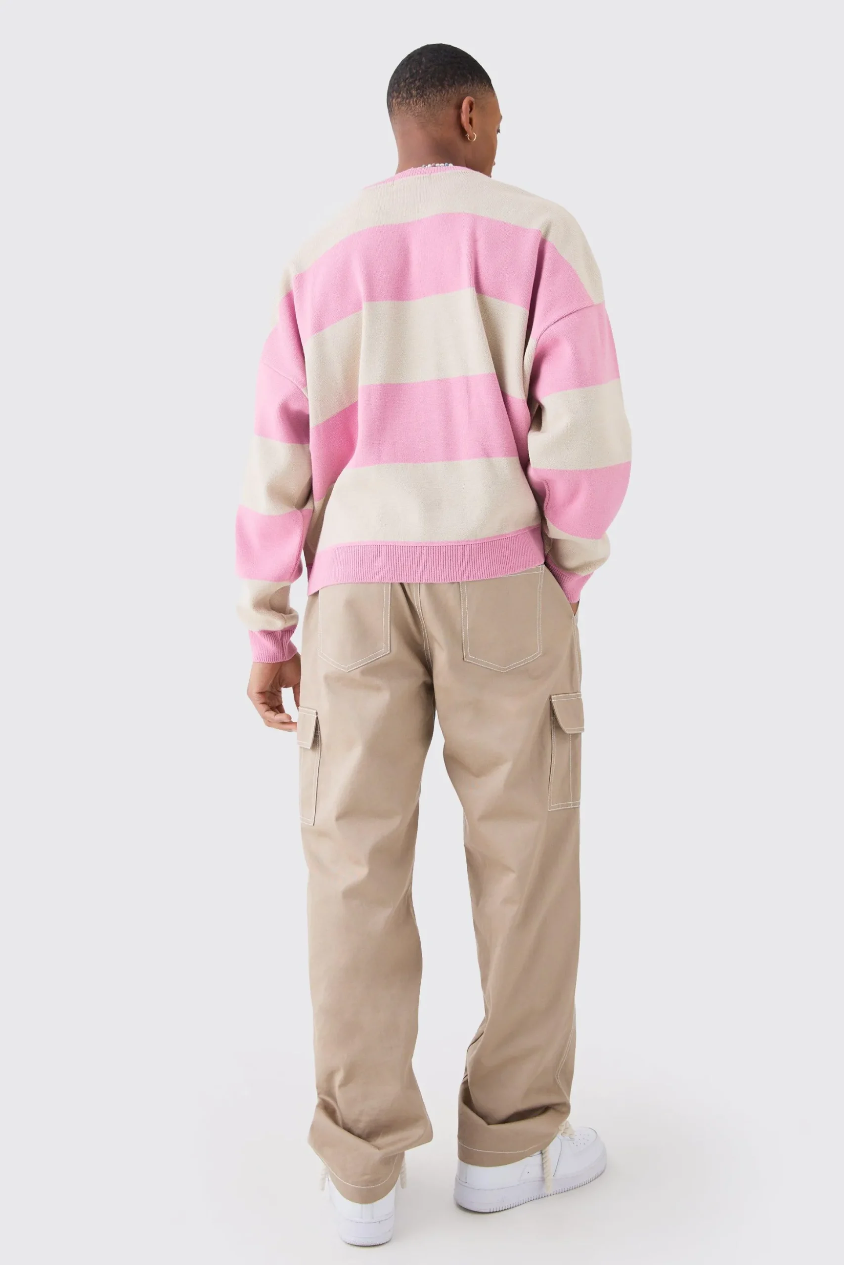 Oversized Boxy Drop Shoulder Moto Knit Jumper | BoohooMAN UK