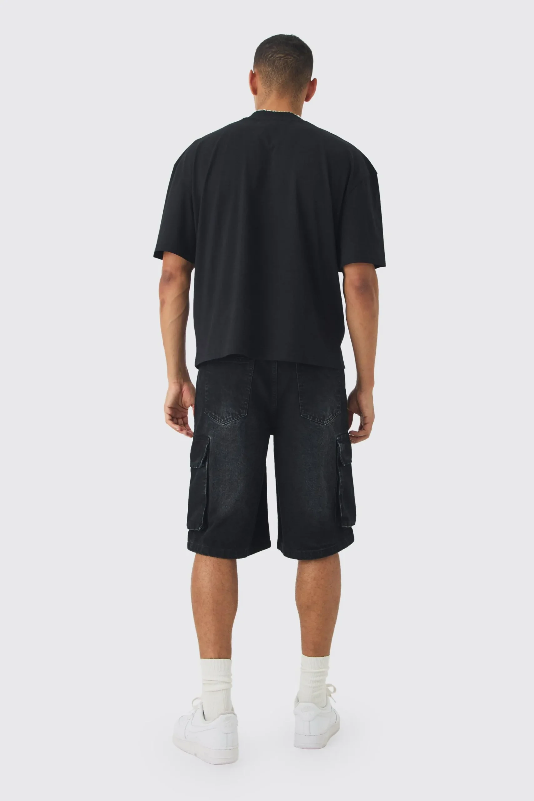 Oversized Boxy Extended Neck Space Graphic T-shirt | BoohooMAN UK