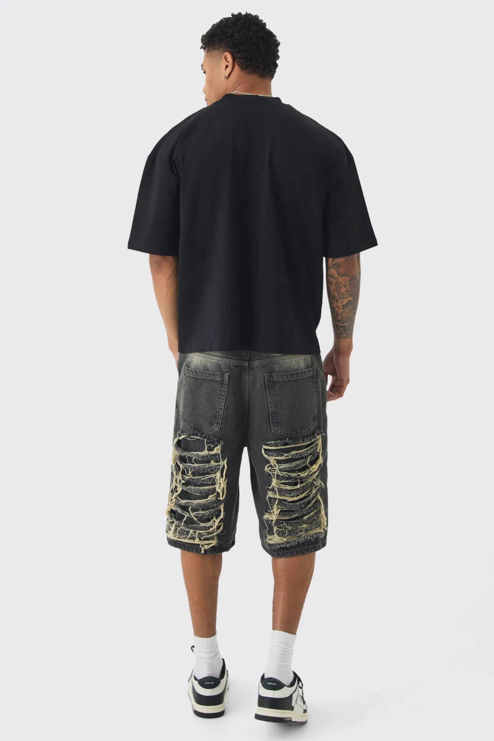 Oversized Boxy Extended Neck Extreme Eagle T-shirt | BoohooMAN UK