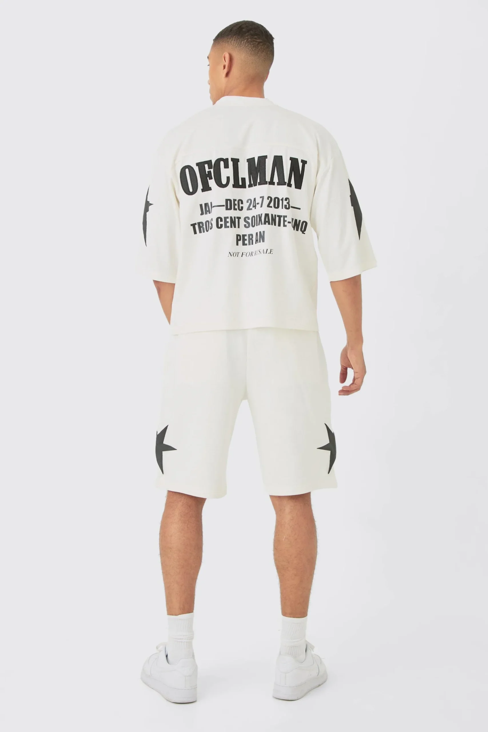 Oversized Boxy Half Sleeve Moto Applique T-shirt & Short Set | BoohooMAN UK