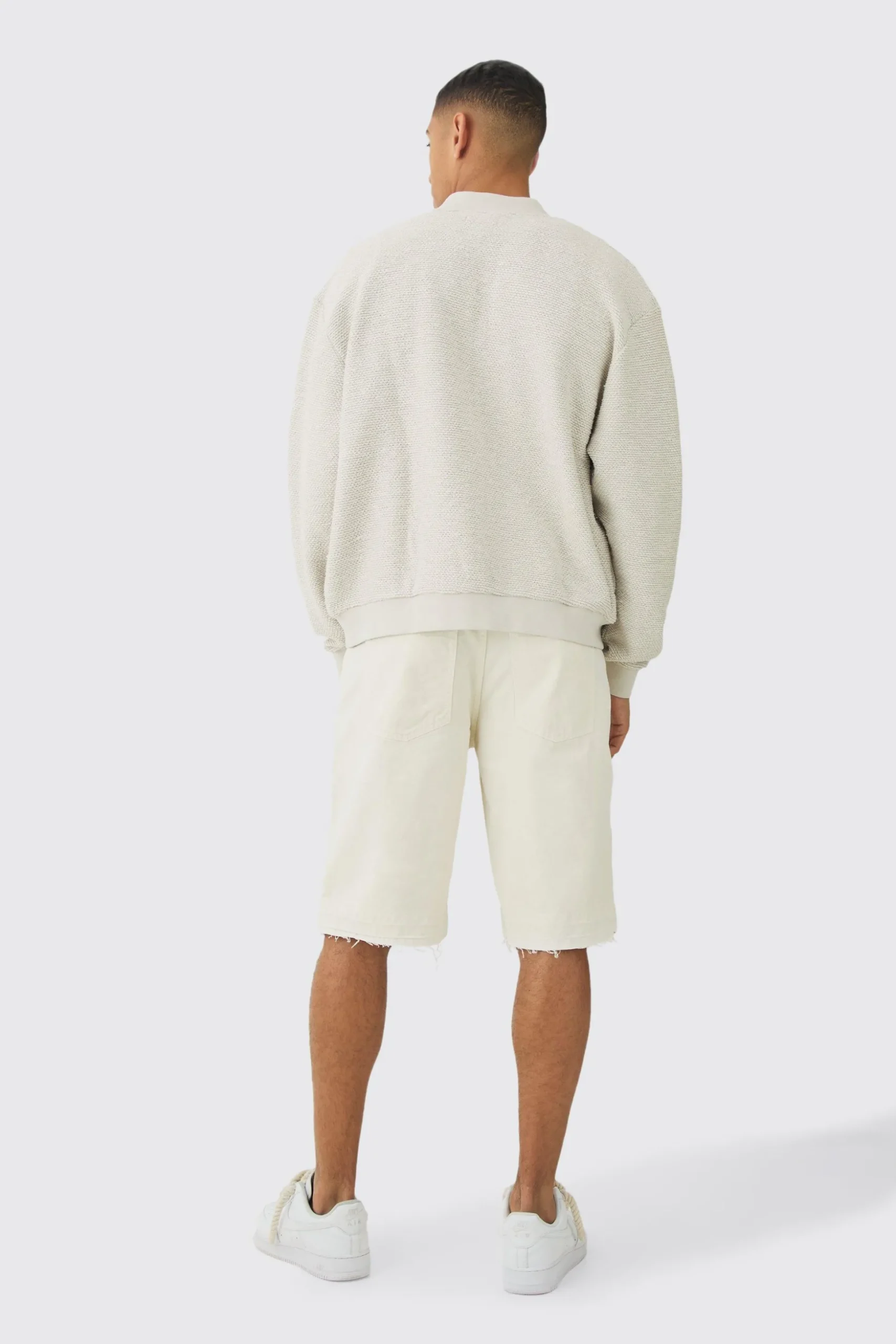 Oversized Boxy Heavy Boucle Bomber Jacket | BoohooMAN UK