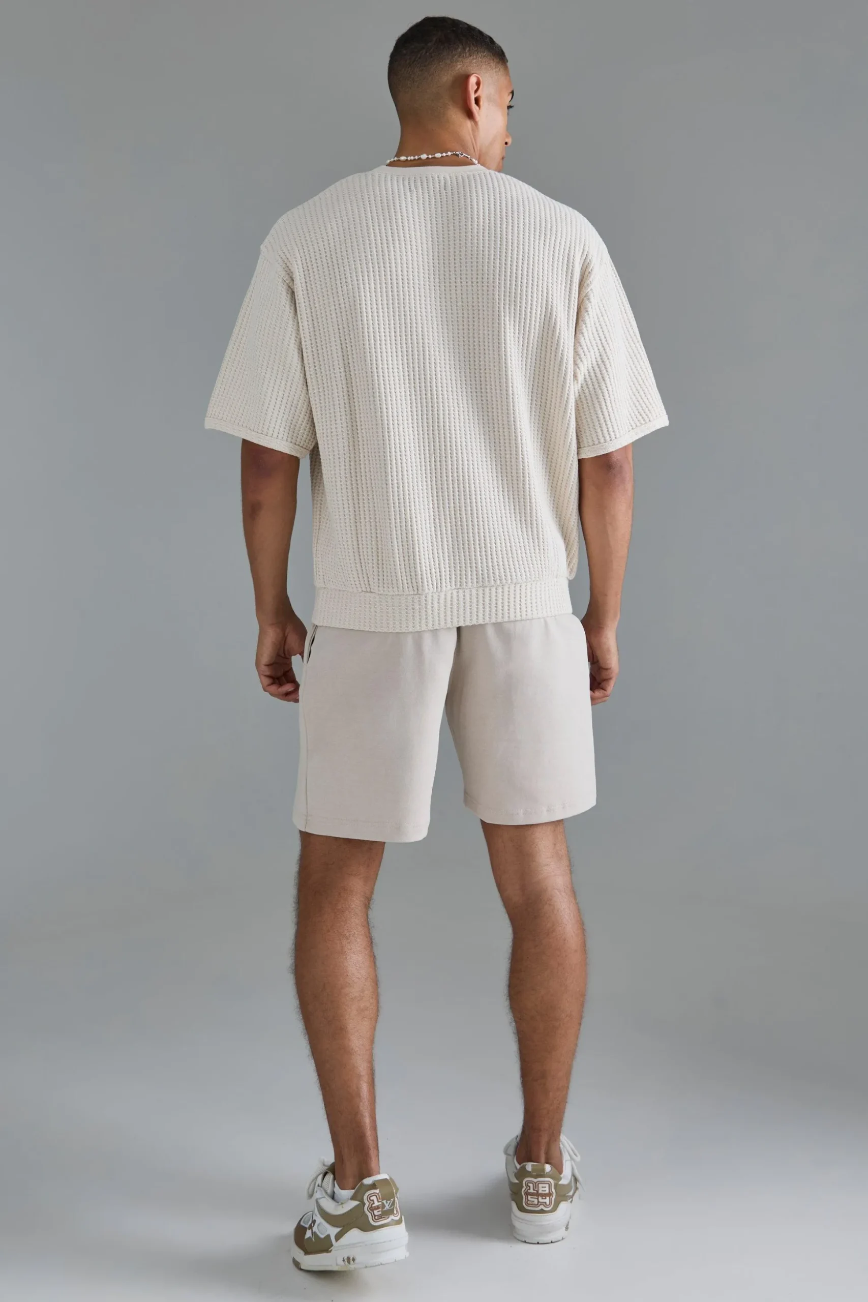 Oversized Boxy Heavy Jumbo Waffle Applique Sweatshirt | BoohooMAN UK