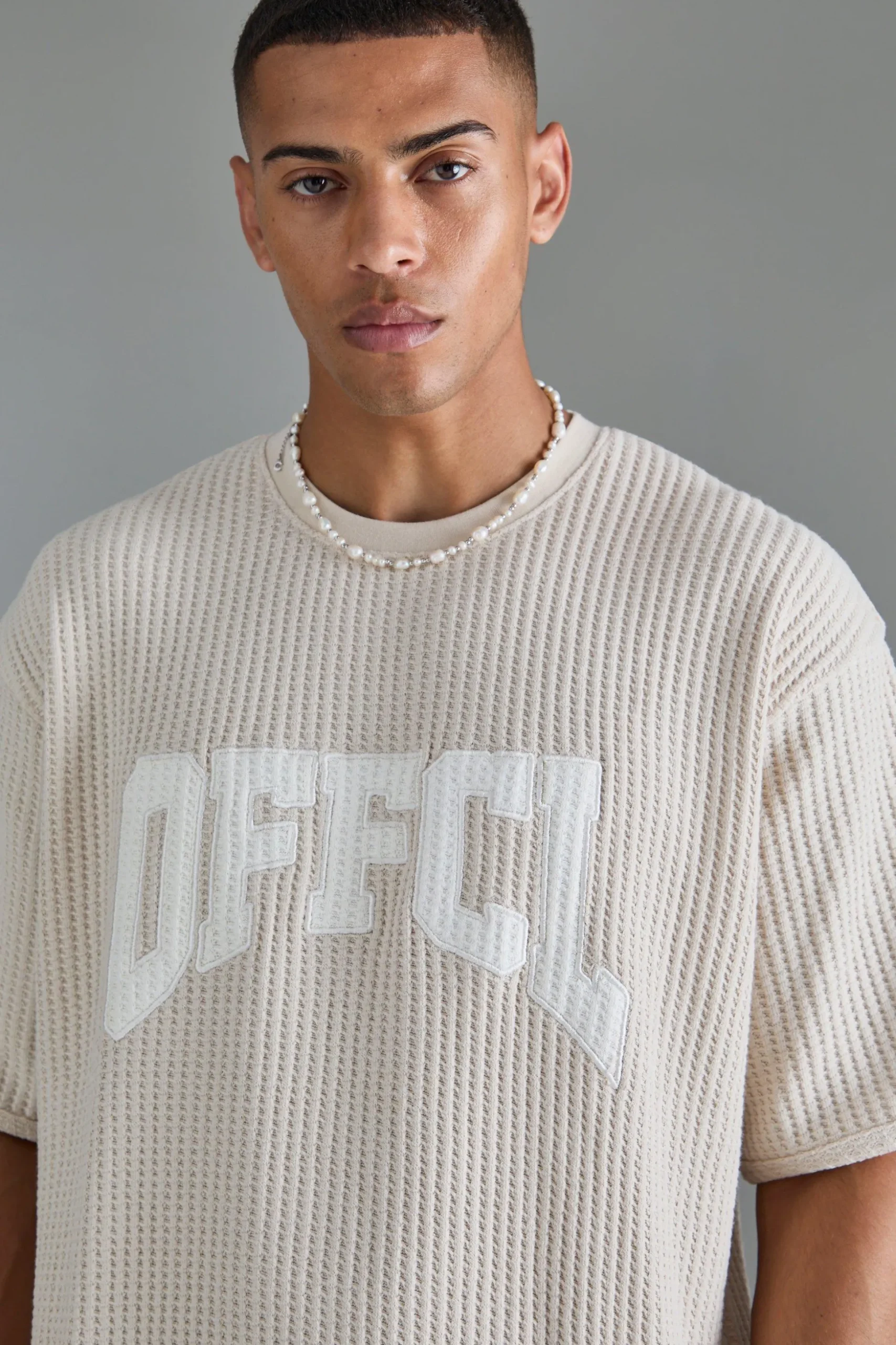 Oversized Boxy Heavy Jumbo Waffle Applique Sweatshirt | BoohooMAN UK
