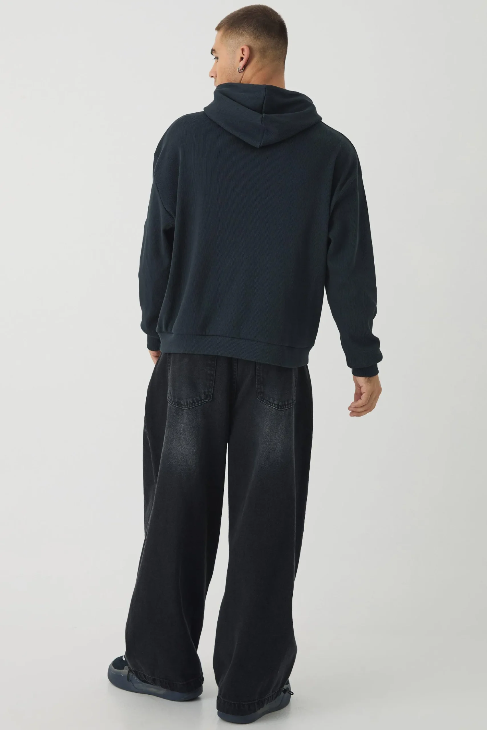 Oversized Boxy Heavy Ribbed Hoodie | BoohooMAN UK