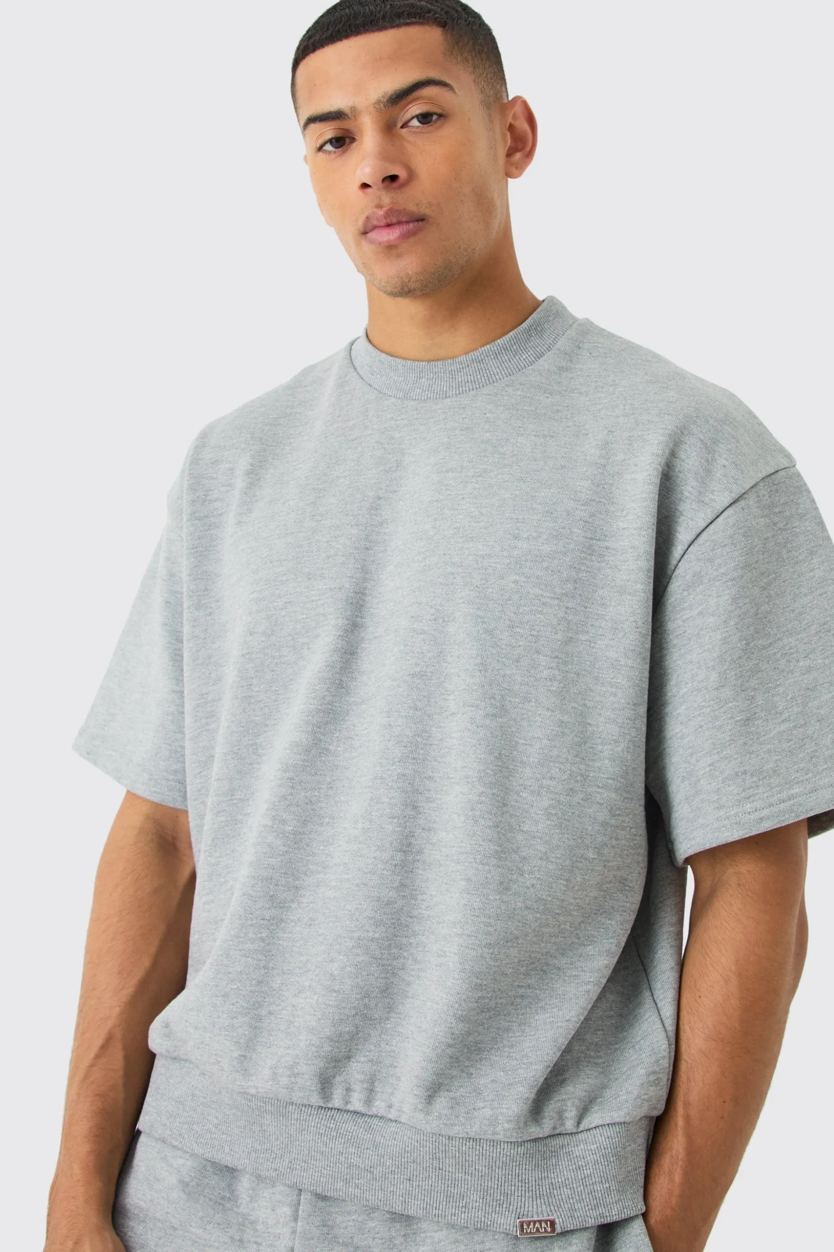 Oversized Boxy Heavyweight Short Sleeve Sweatshirt | BoohooMAN UK