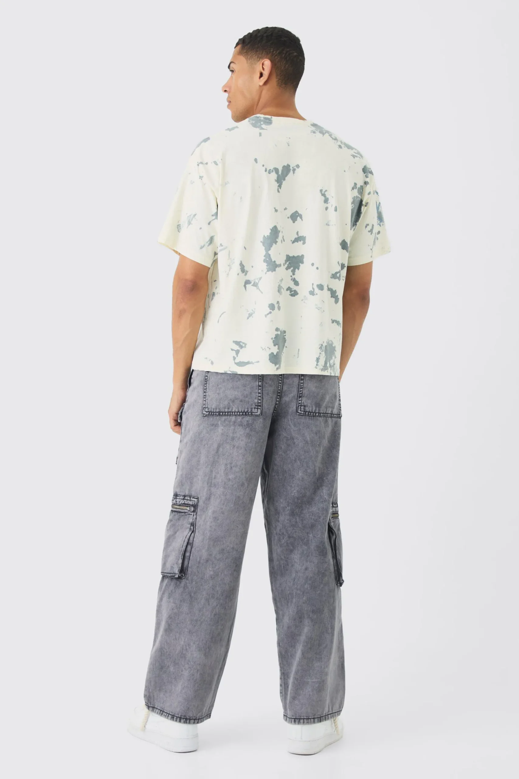 Oversized Boxy Heavyweight Risk Print T-Shirt | BoohooMAN UK