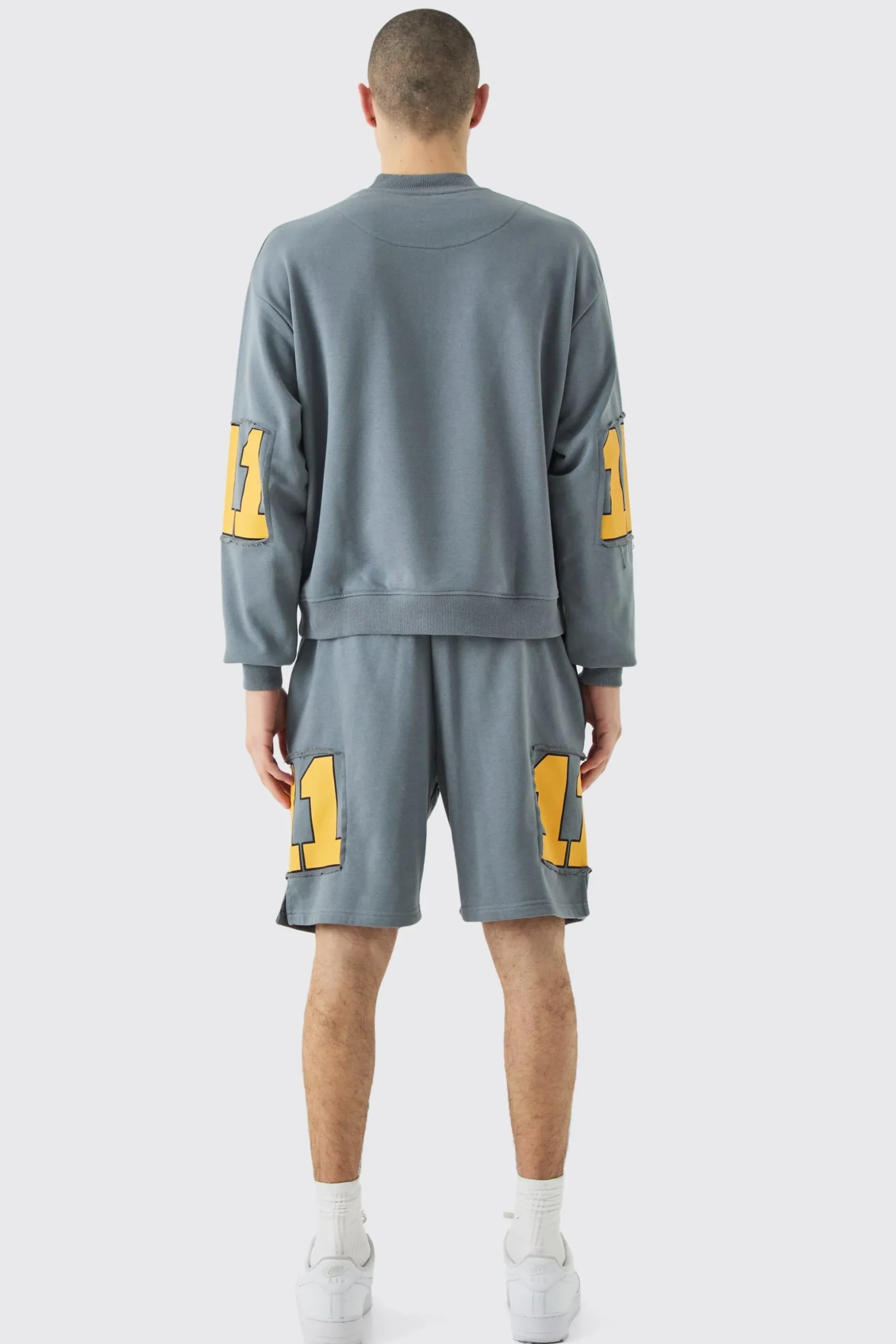 Oversized Boxy Homme Cut Out Sweatshirt & Shorts | BoohooMAN UK