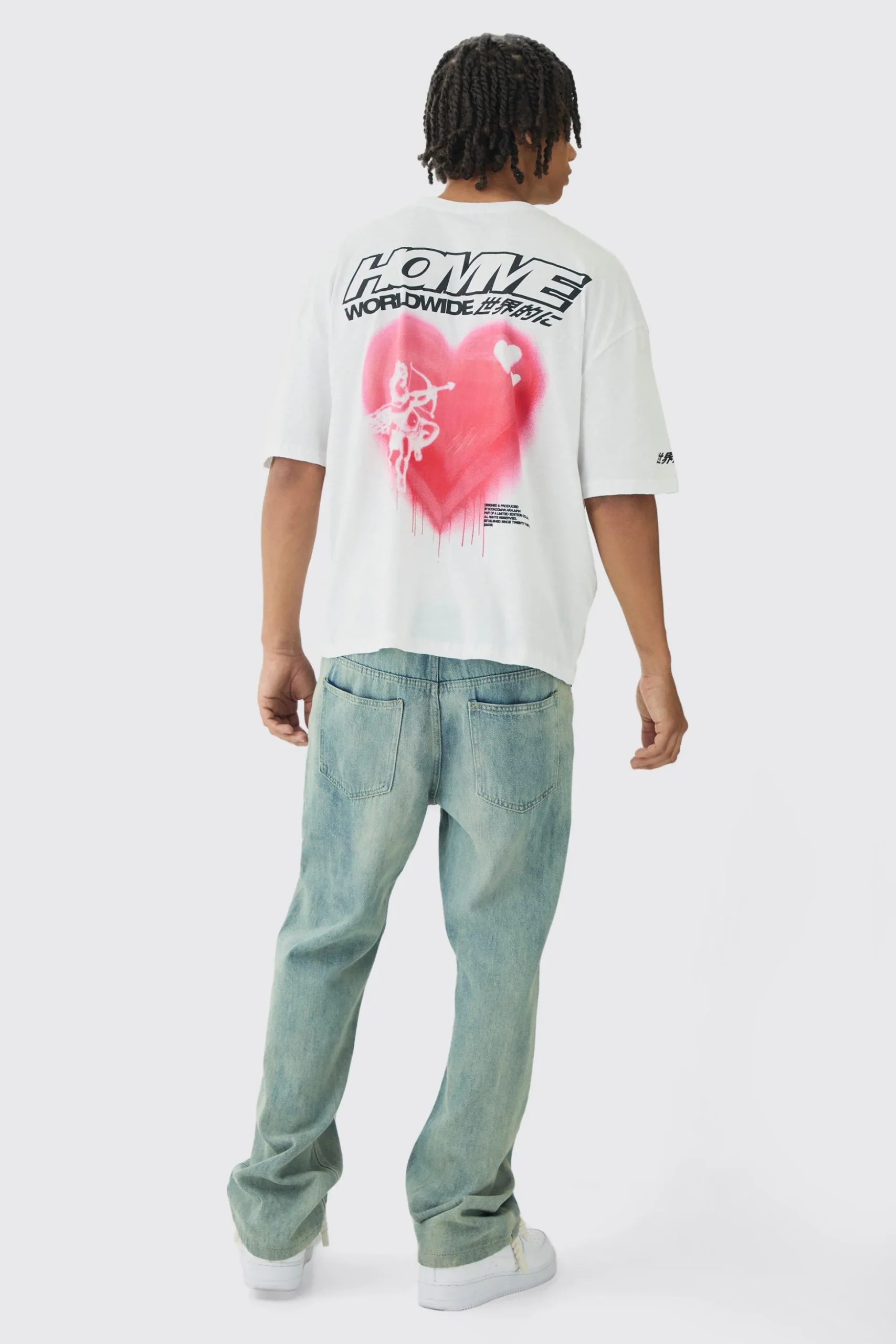 Oversized Boxy Homme Heart Back Printed T-Shirt | BoohooMAN UK