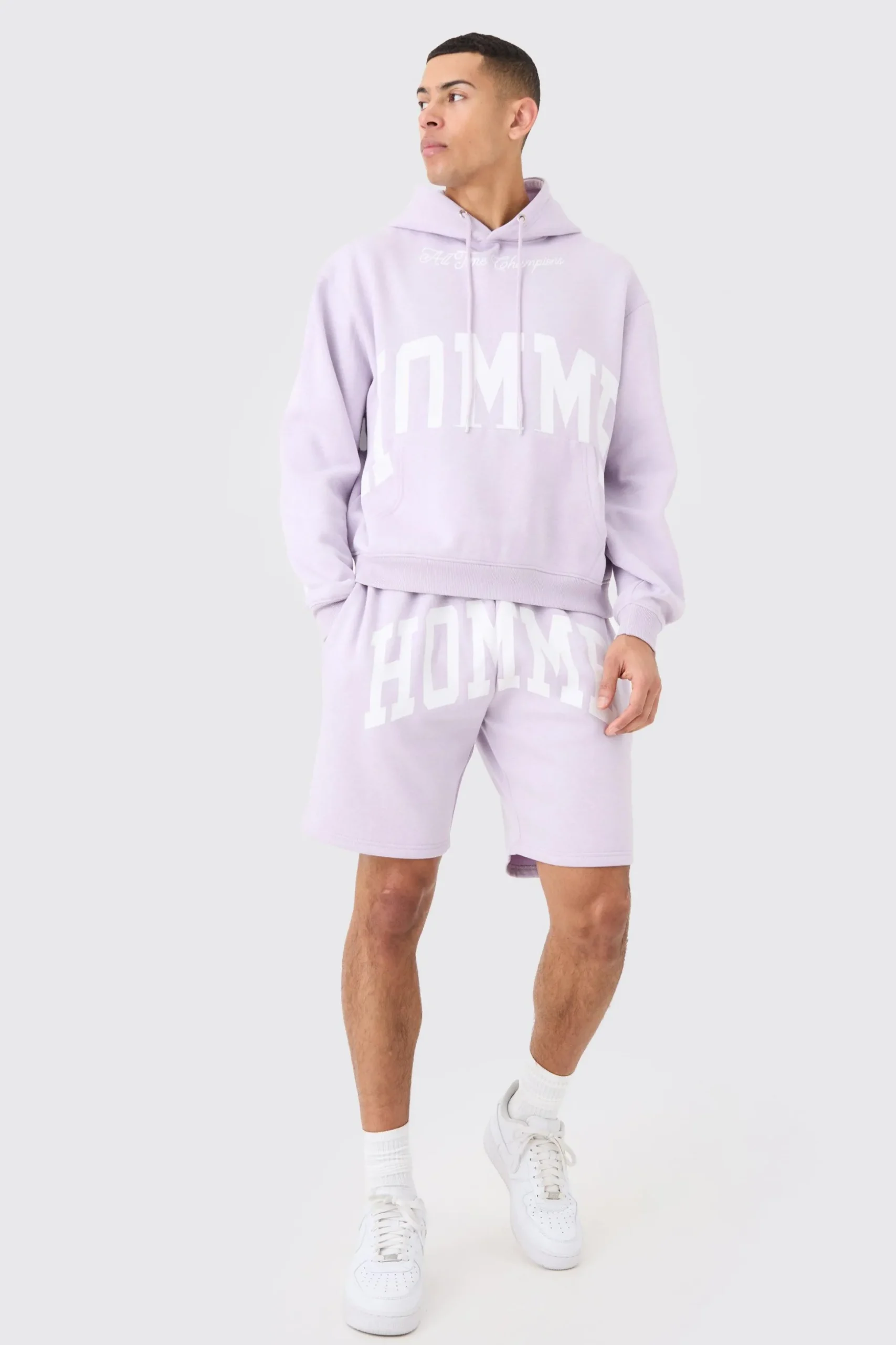 Oversized Boxy Homme Hooded Short Tracksuit | BoohooMAN UK