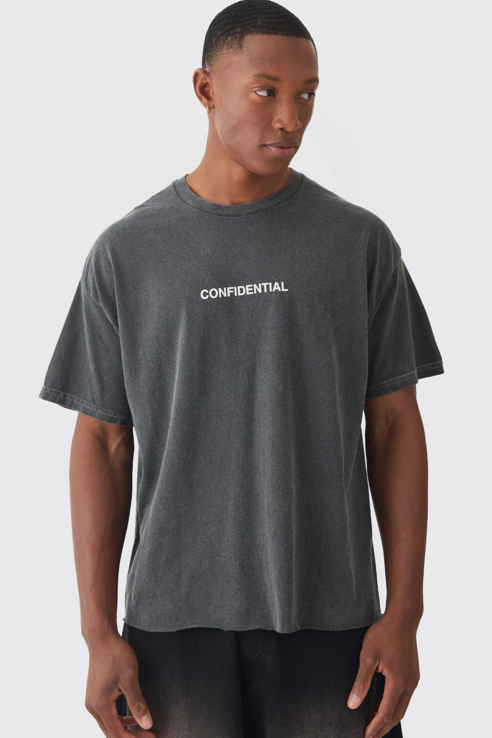 Oversized Boxy Homme Skull Print Wash T-shirt | BoohooMAN UK