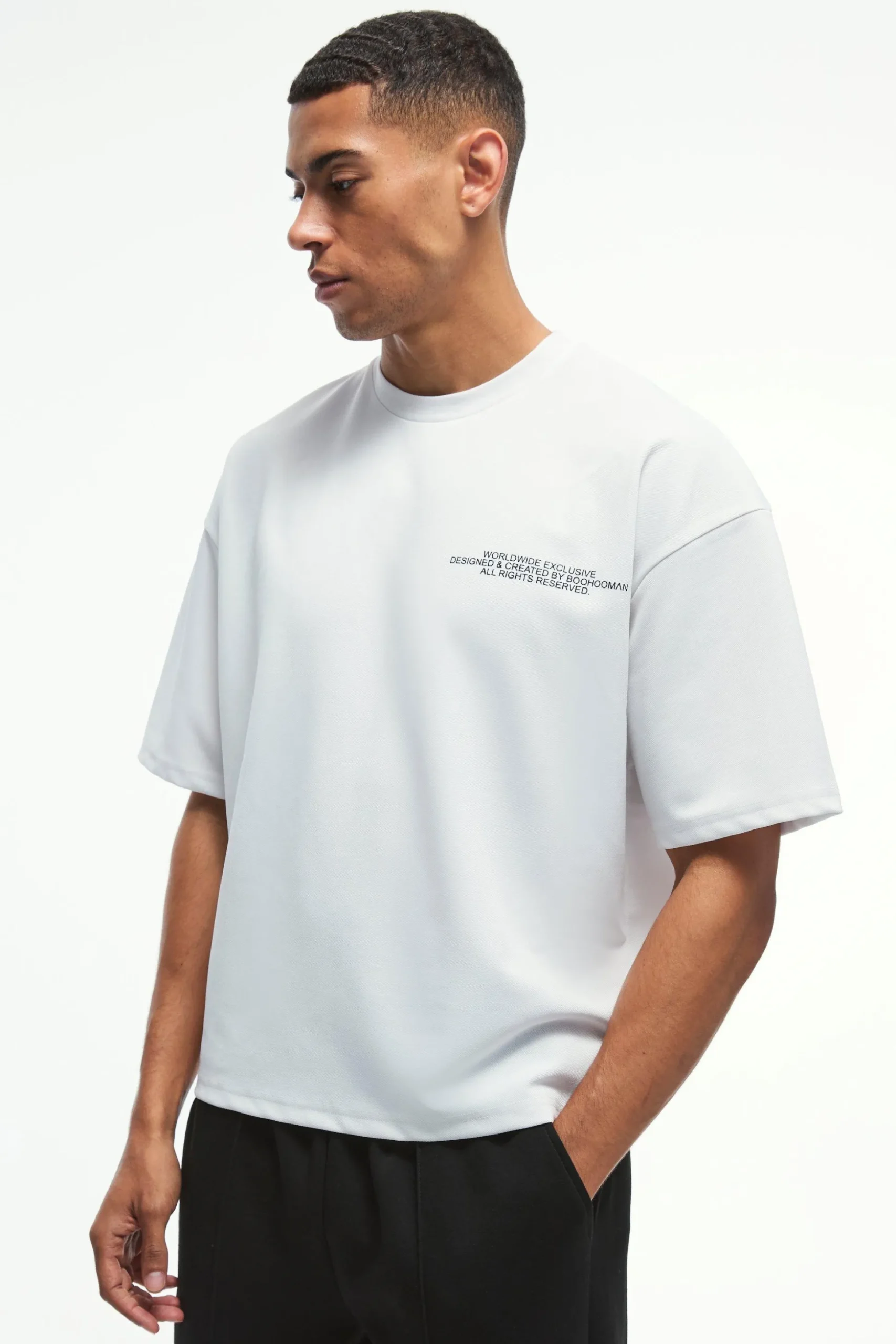 Oversized Boxy Jersey Twill Rose Print T-shirt | BoohooMAN UK