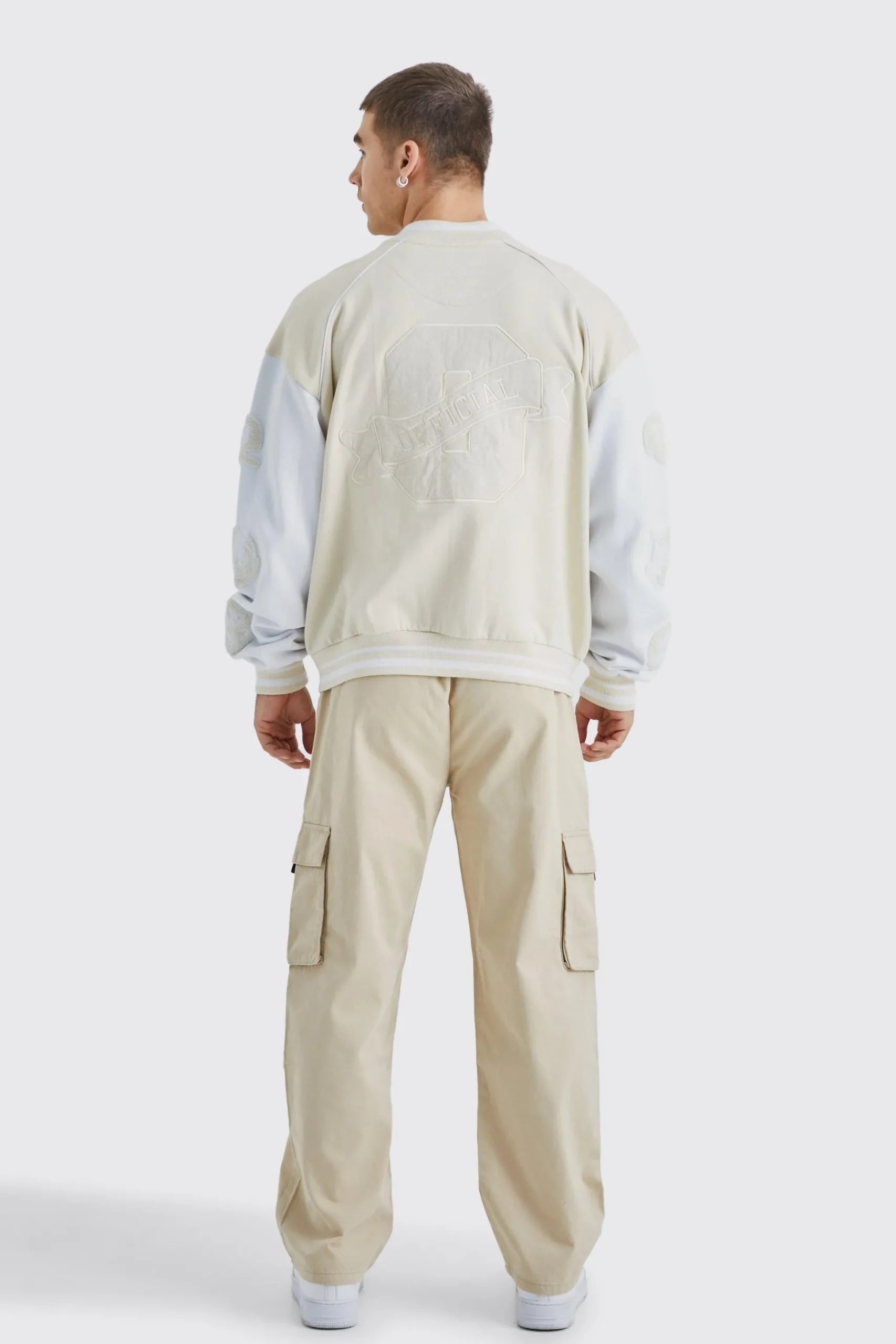 Oversized Boxy Jersey Varsity Bomber Jacket | BoohooMAN UK
