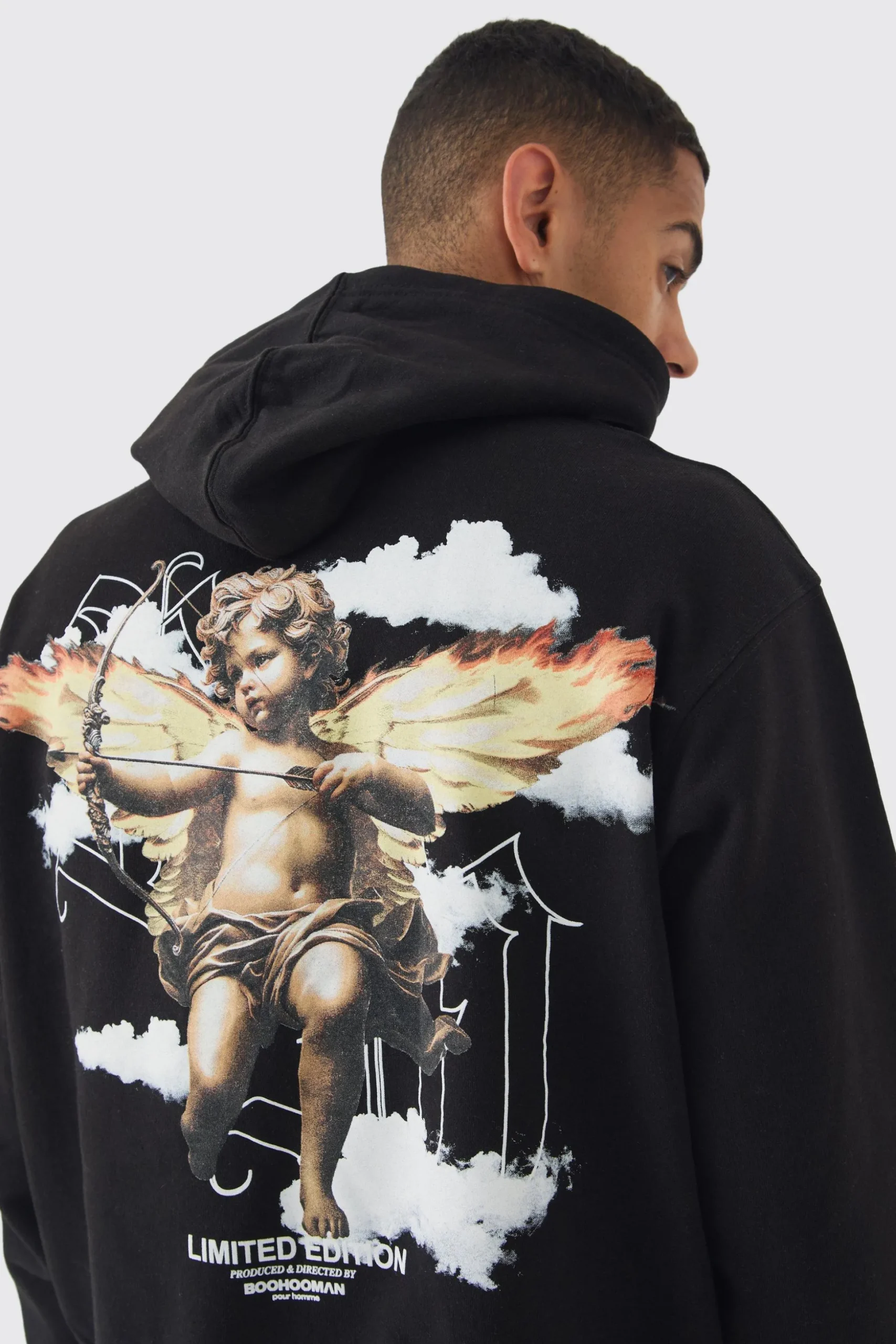 Oversized Boxy Large Scale Cloud Renasissance Back Print Hoodie | BoohooMAN UK
